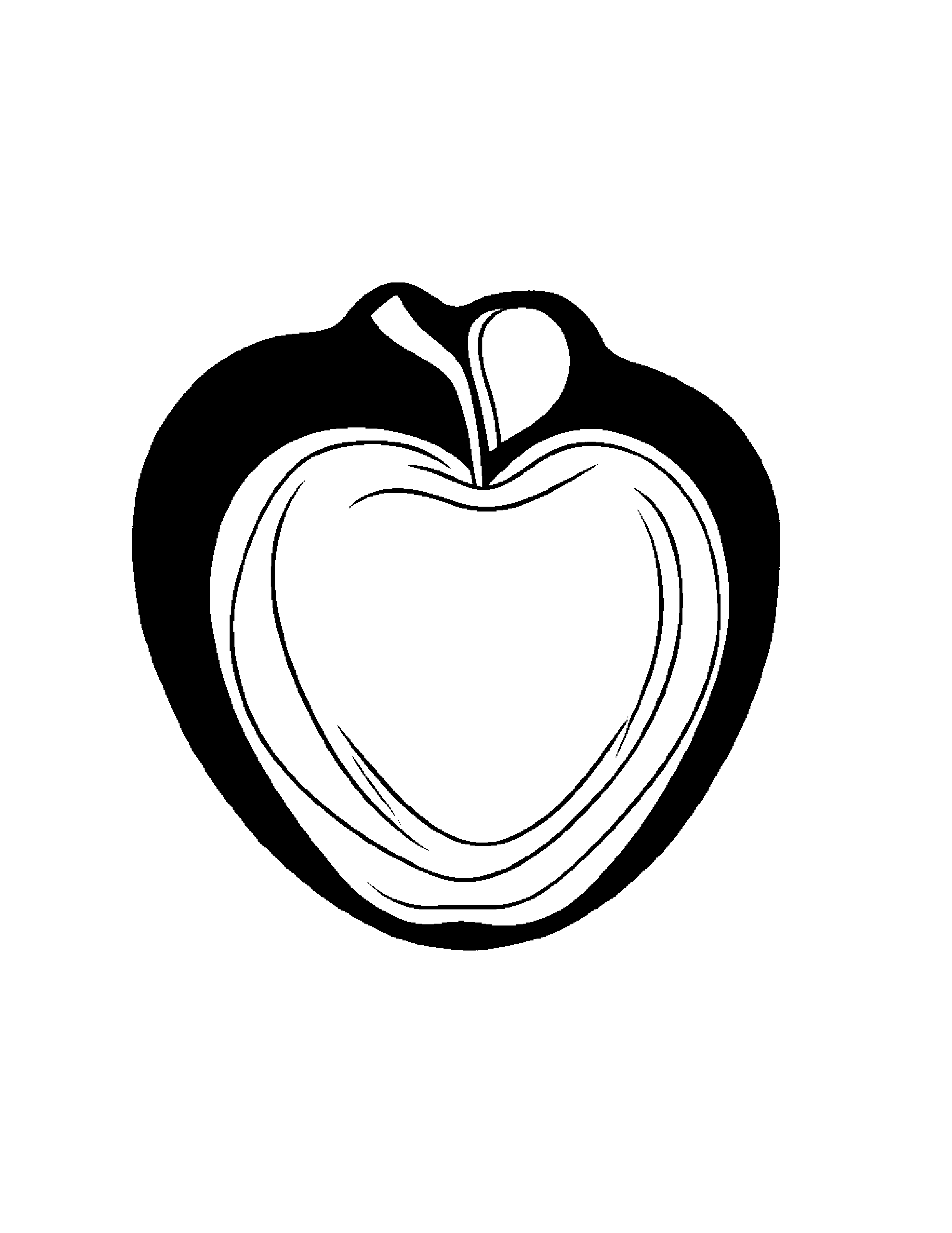 Apple With A Little Heart #4 Coloring Page (Free Printable PDF)