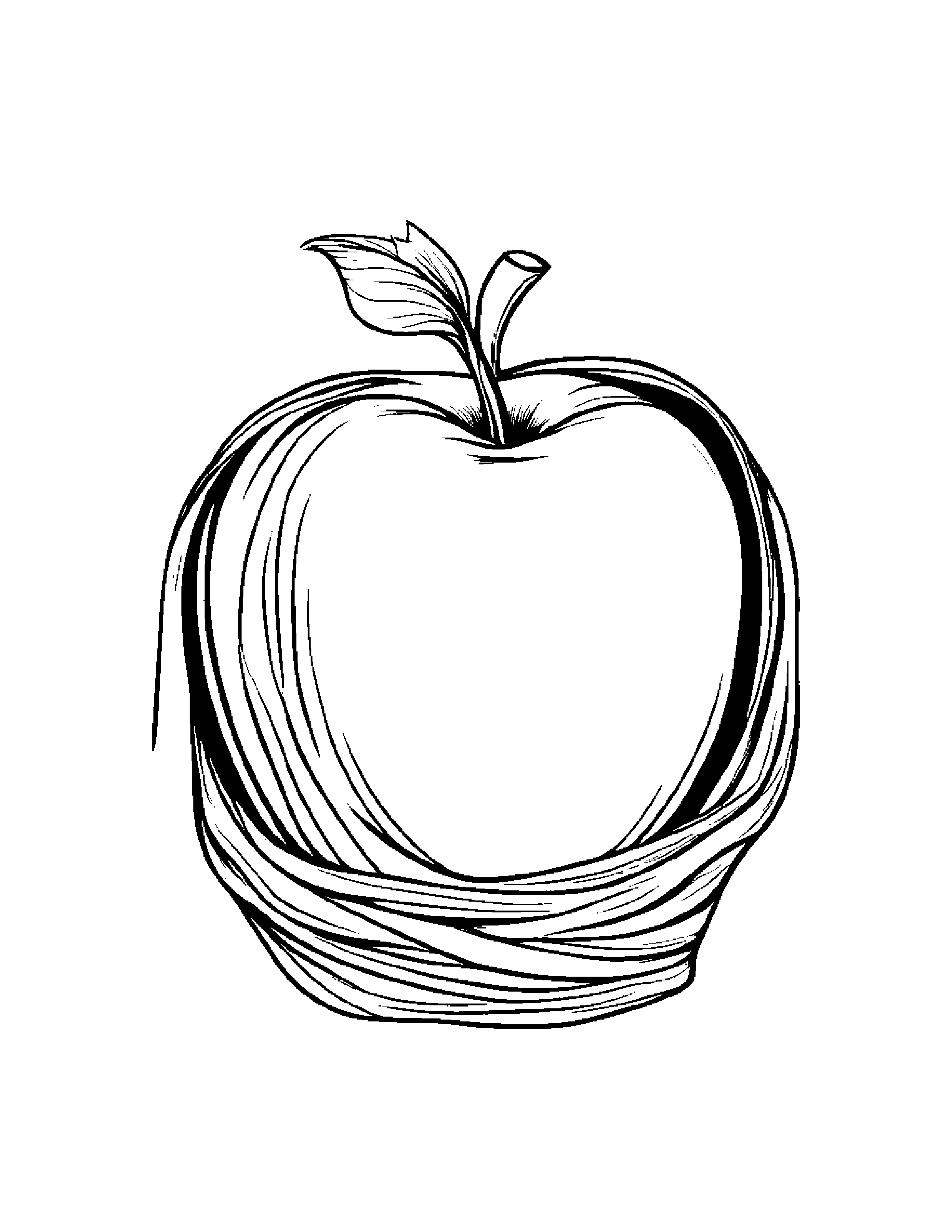 Apple With A Soft Scarf #2 Coloring Page (Free Printable PDF)