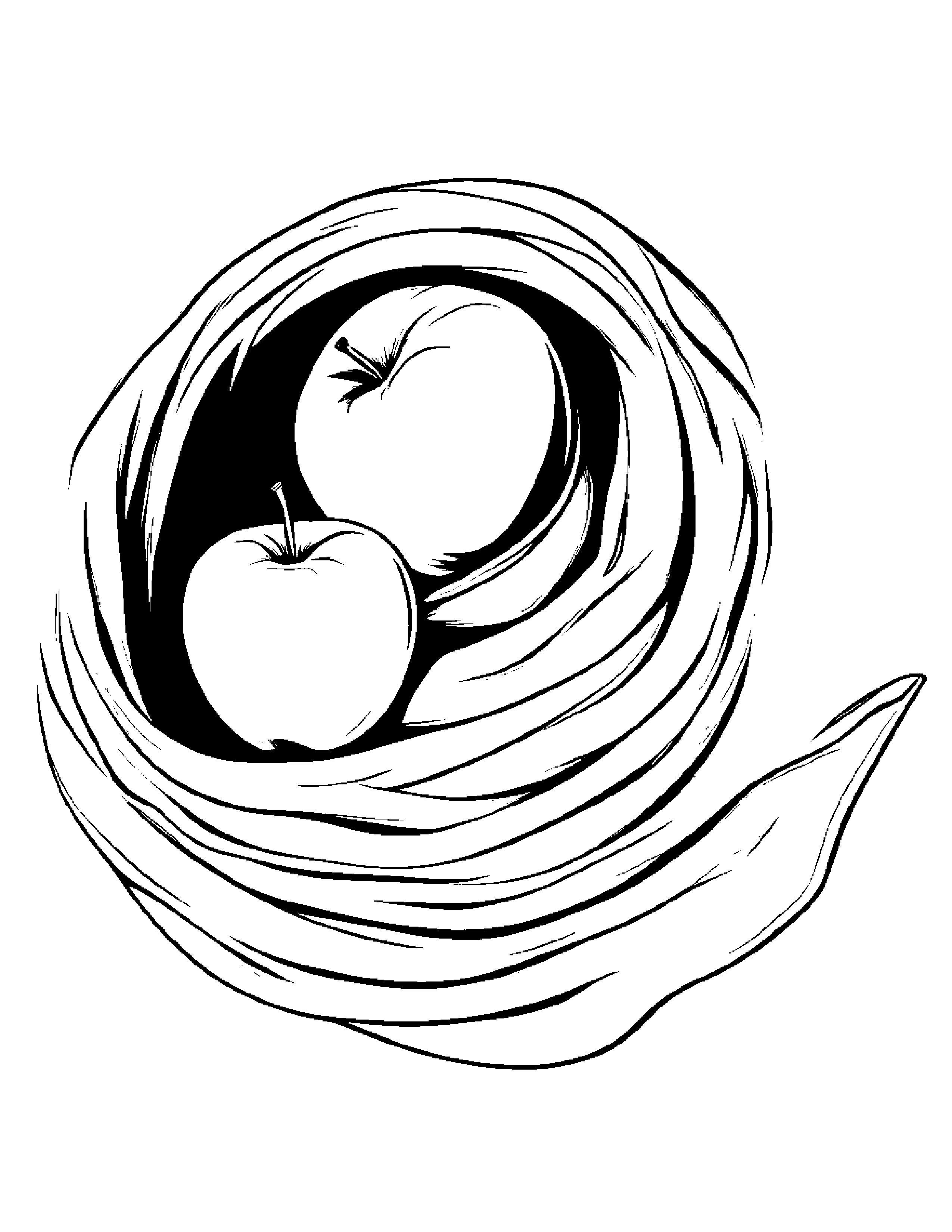 Apple With A Soft Scarf #3 Coloring Page (Free Printable PDF)