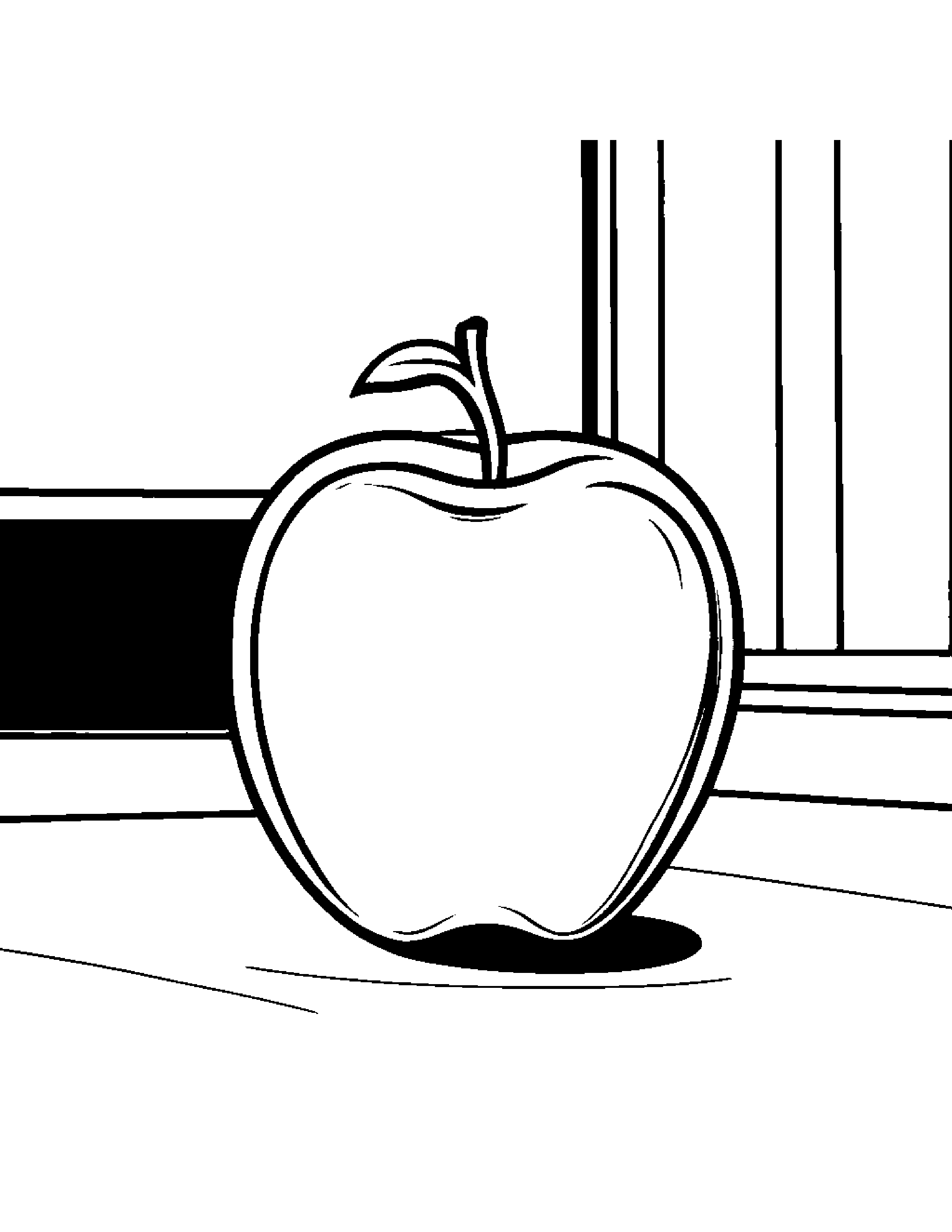 Apple With A Sunny Sticker In A Classroom Corner #5 Coloring Page (Free Printable PDF)