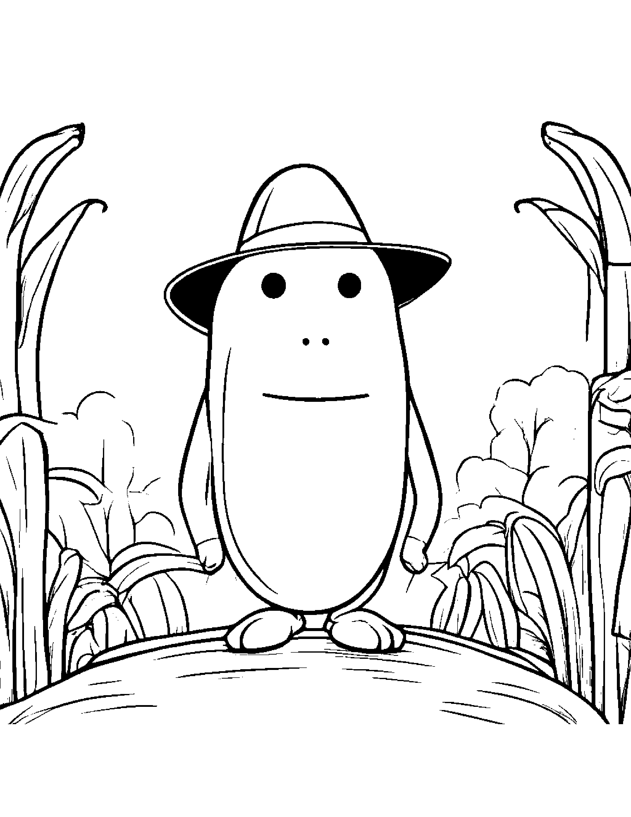 Banana With A Cute Hat At The Playground Coloring Page (Free Printable PDF)