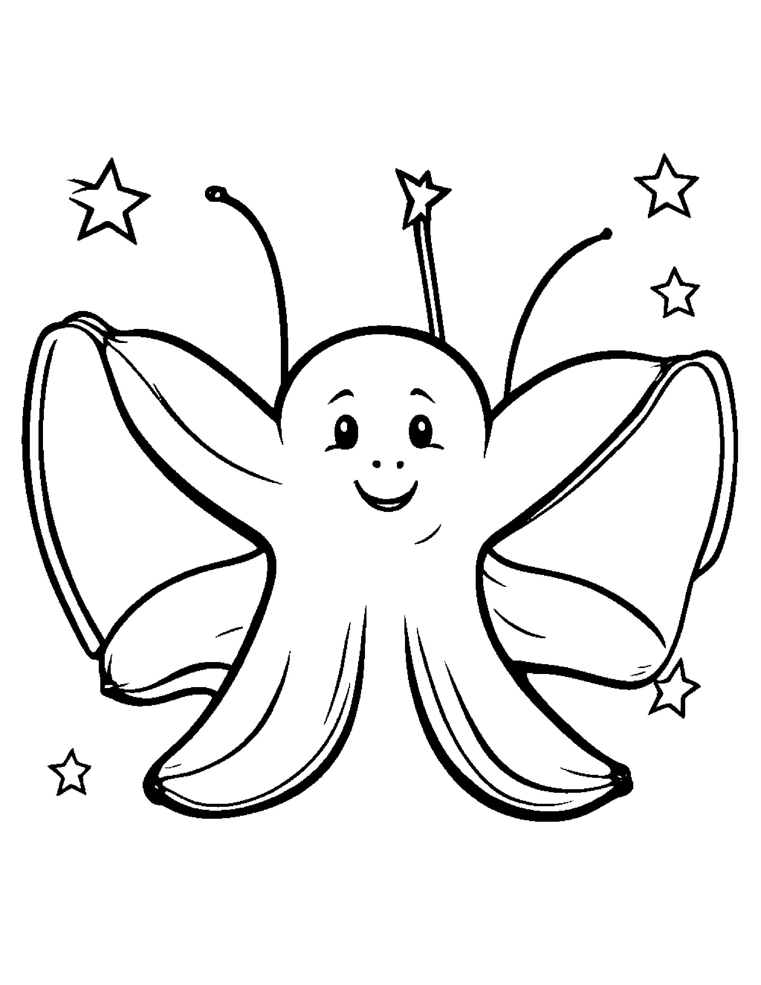 Banana With A Friendly Star #3 Coloring Page (Free Printable PDF)