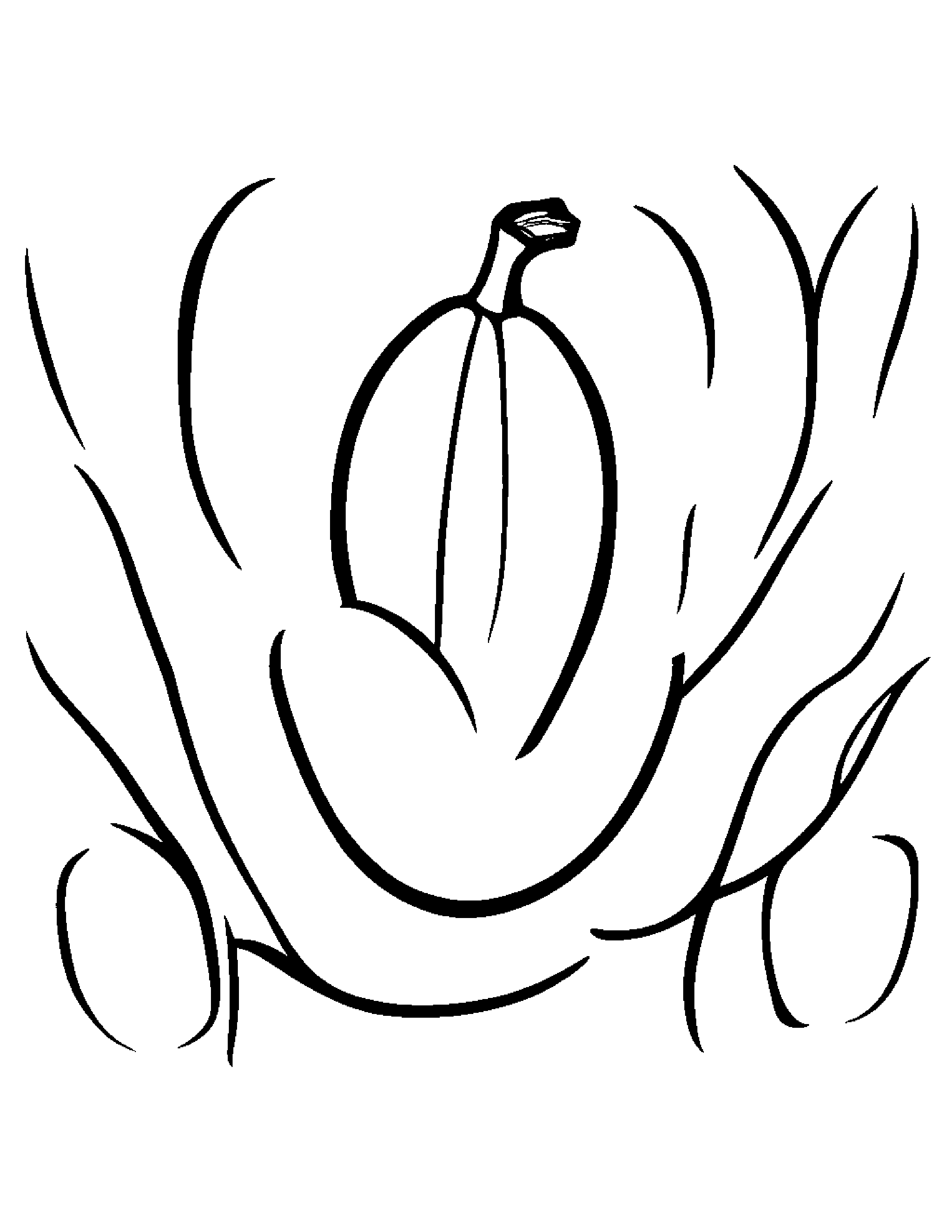 Banana With A Little Heart #2 Coloring Page (Free Printable PDF)