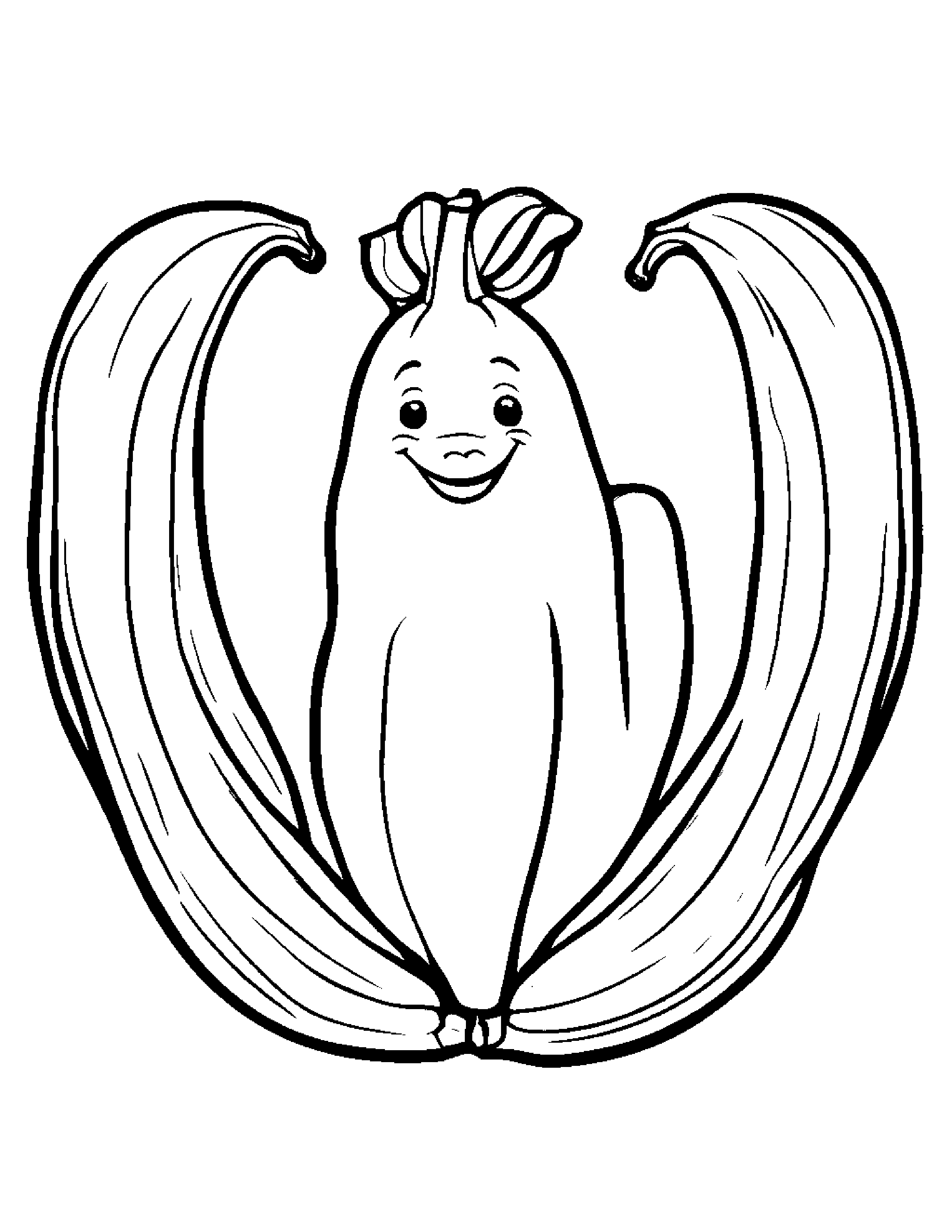 Banana With A Little Heart #3 Coloring Page (Free Printable PDF)