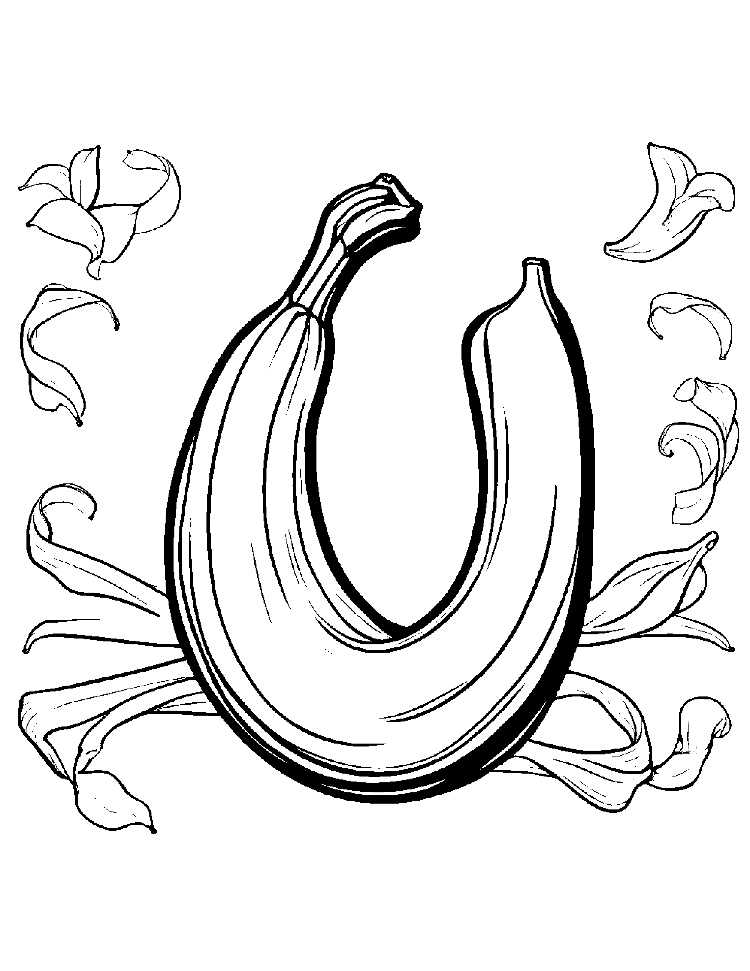 Banana With A Ribbon #2 Coloring Page (Free Printable PDF)