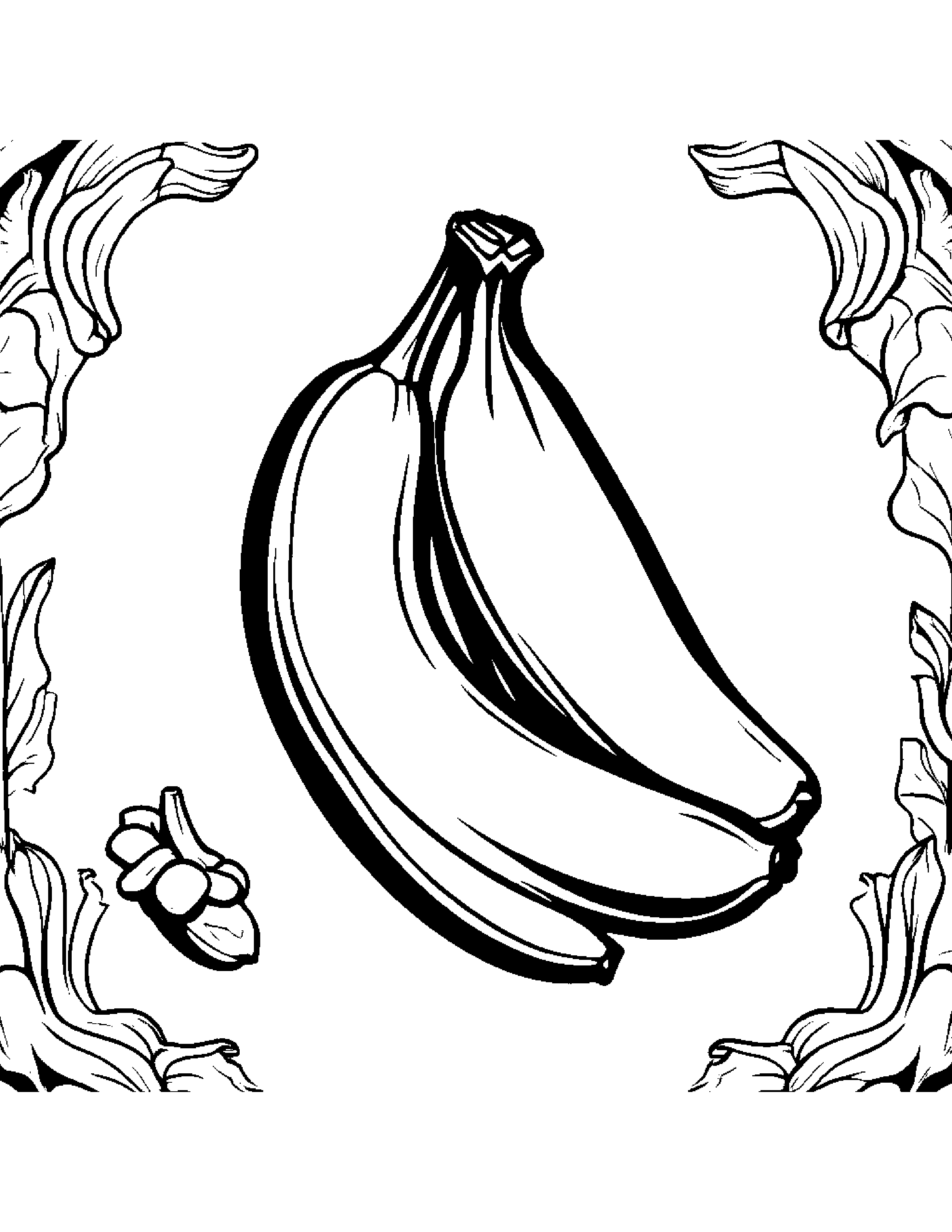 Banana With A Ribbon #3 Coloring Page (Free Printable PDF)