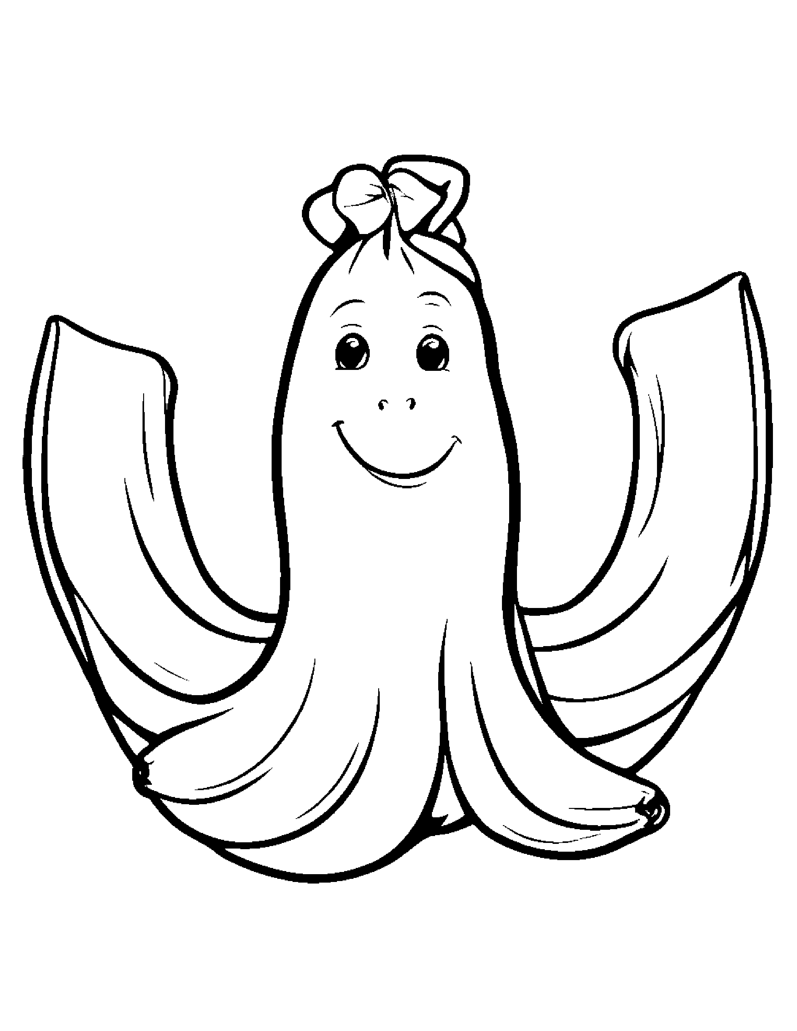 Banana With A Ribbon #4 Coloring Page (Free Printable PDF)
