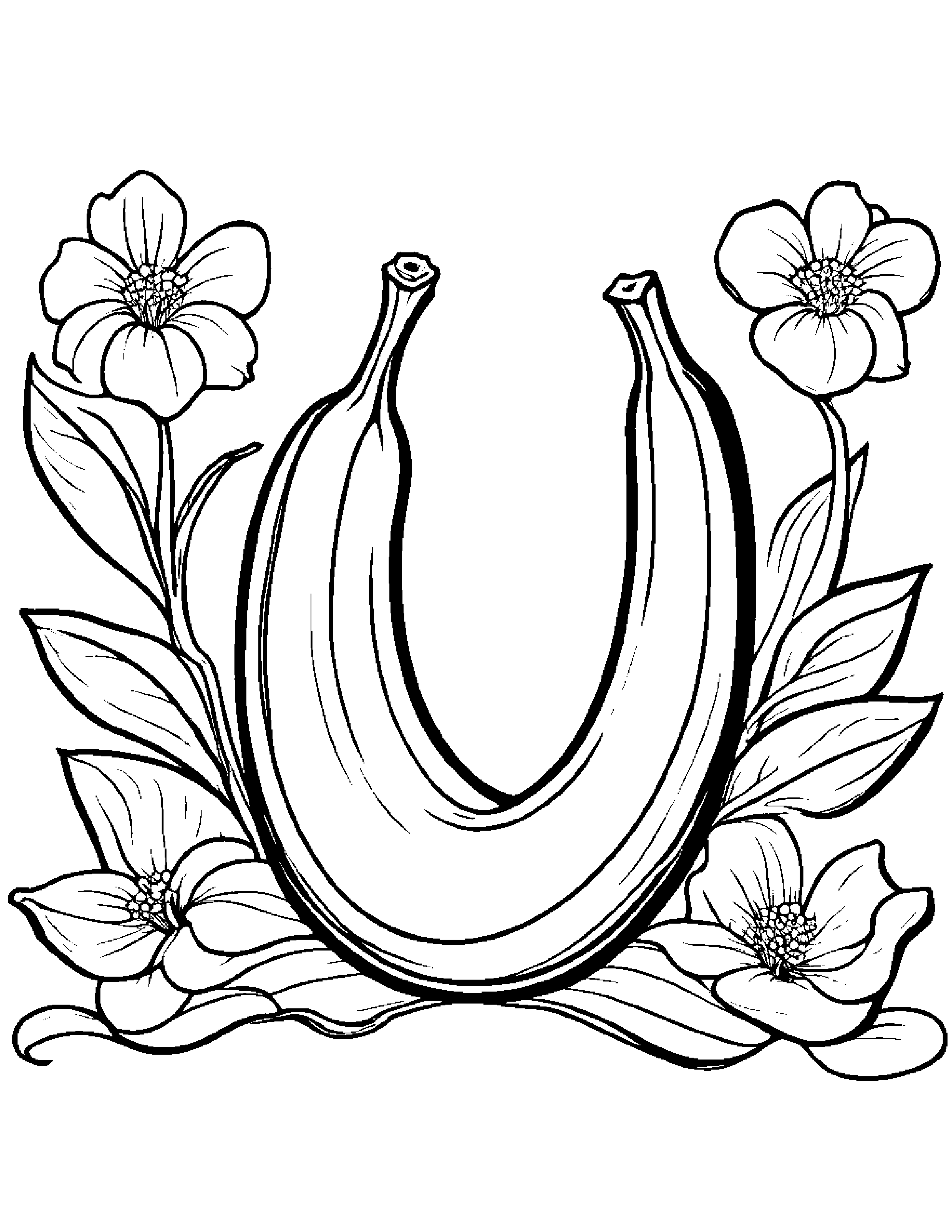 Banana With A Small Flower #3 Coloring Page (Free Printable PDF)