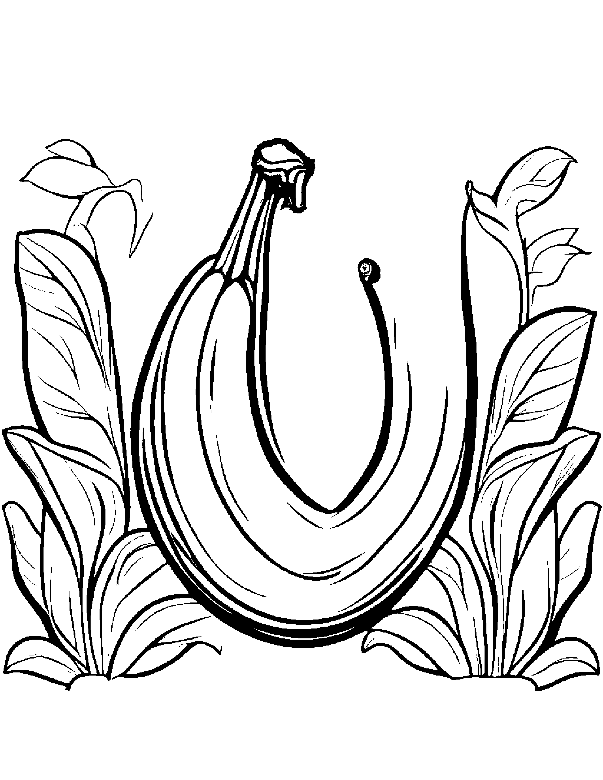 Banana With A Sunny Sticker Coloring Page (Free Printable PDF)