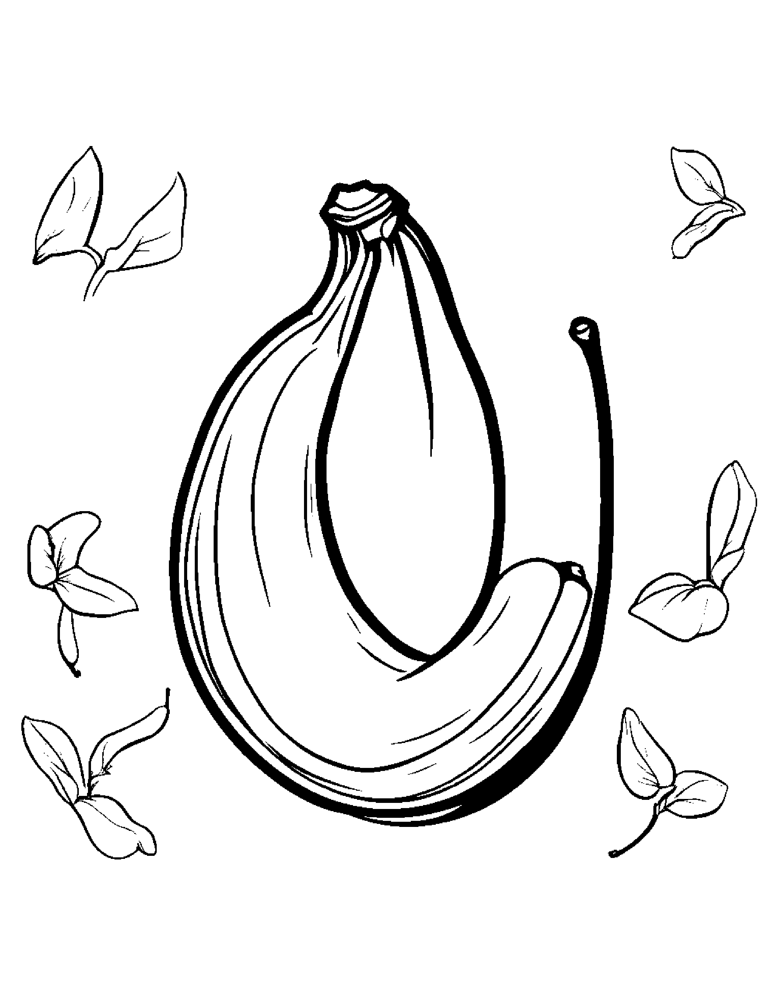 Banana With A Tiny Bow #2 Coloring Page (Free Printable PDF)