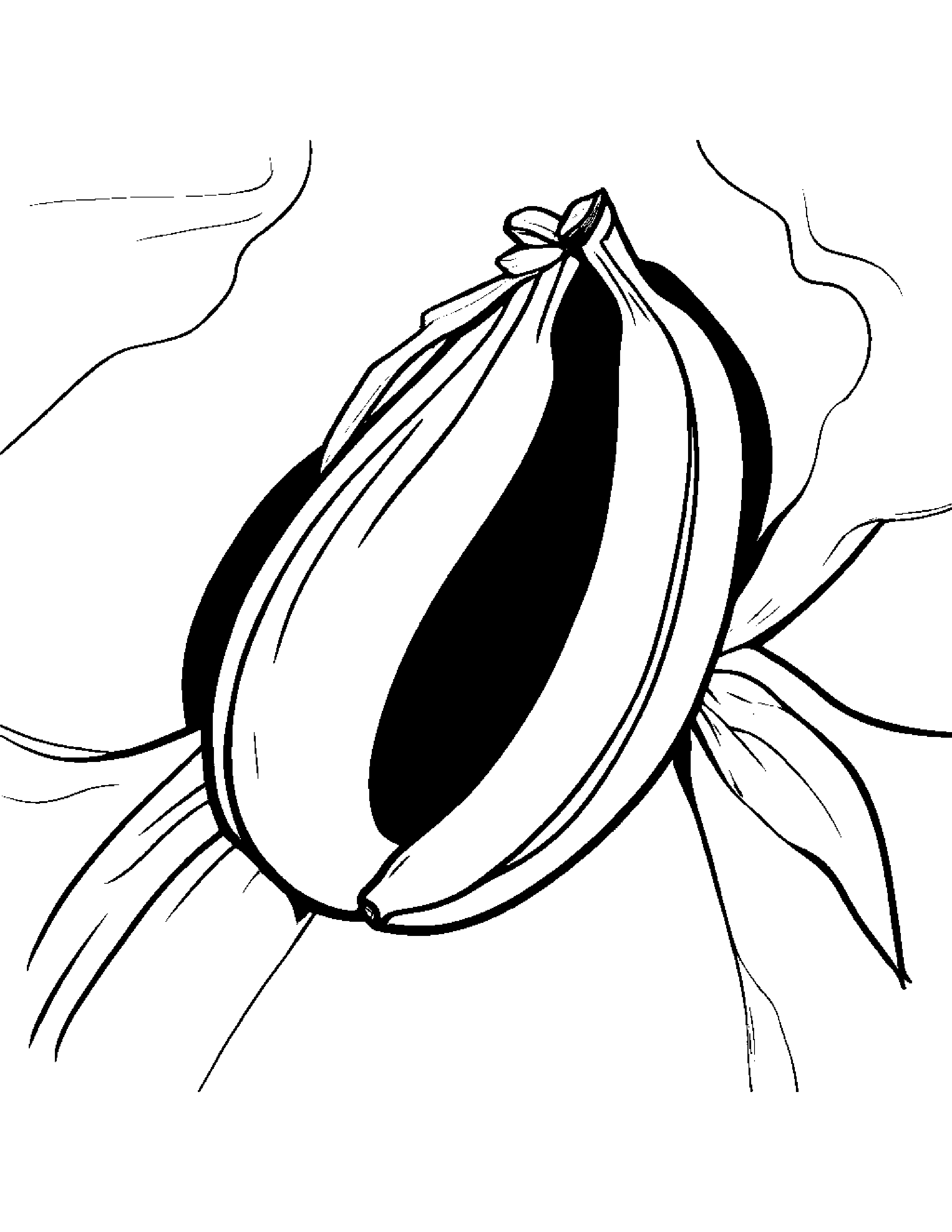 Banana With A Tiny Bow #3 Coloring Page (Free Printable PDF)