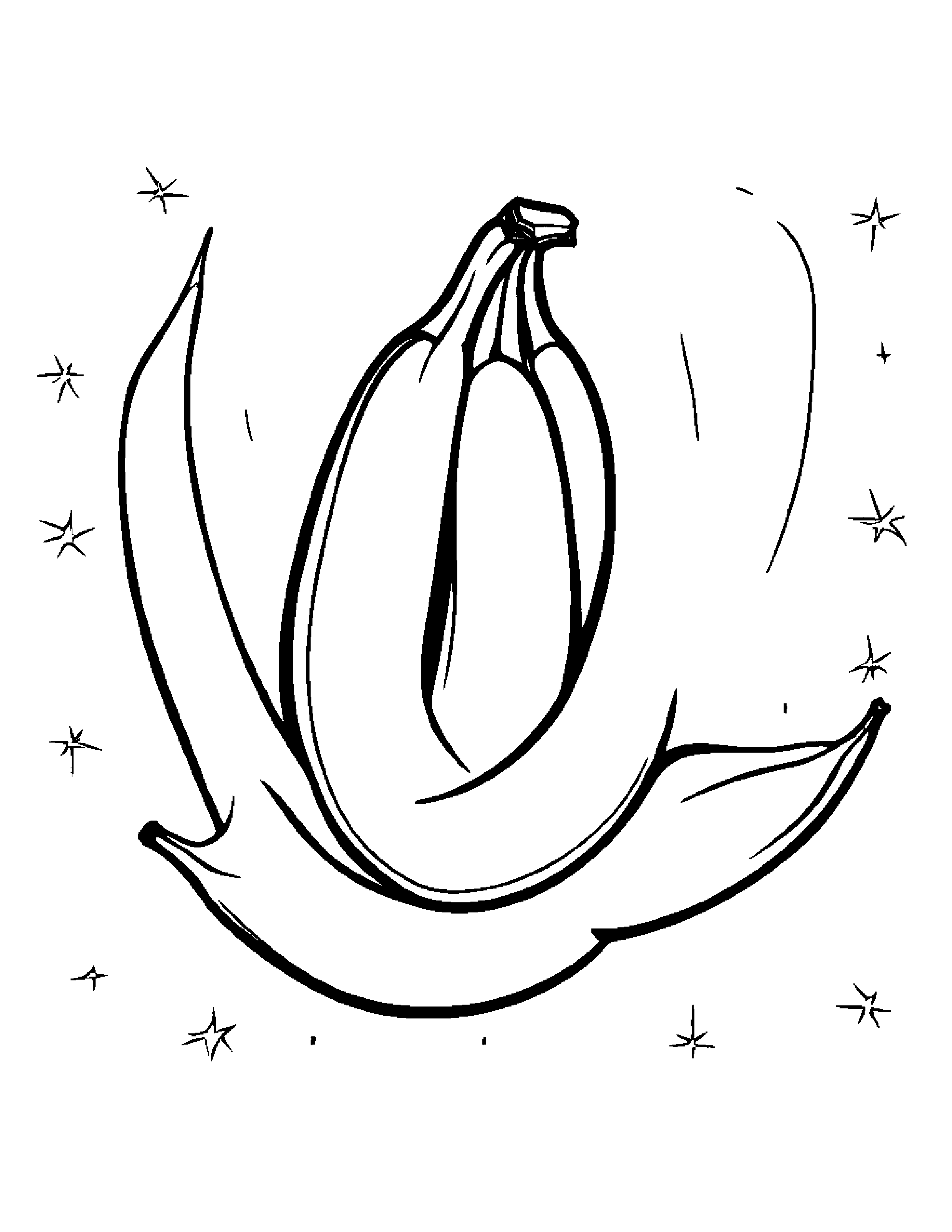 Banana With Sparkles #3 Coloring Page (Free Printable PDF)