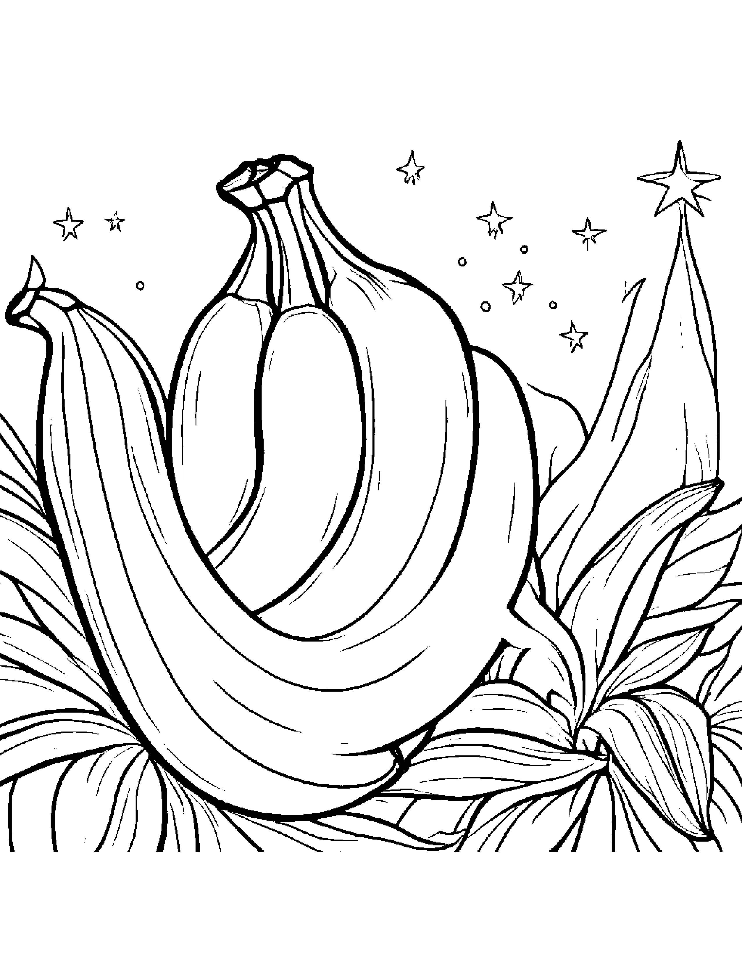 Banana With Sparkles #5 Coloring Page (Free Printable PDF)