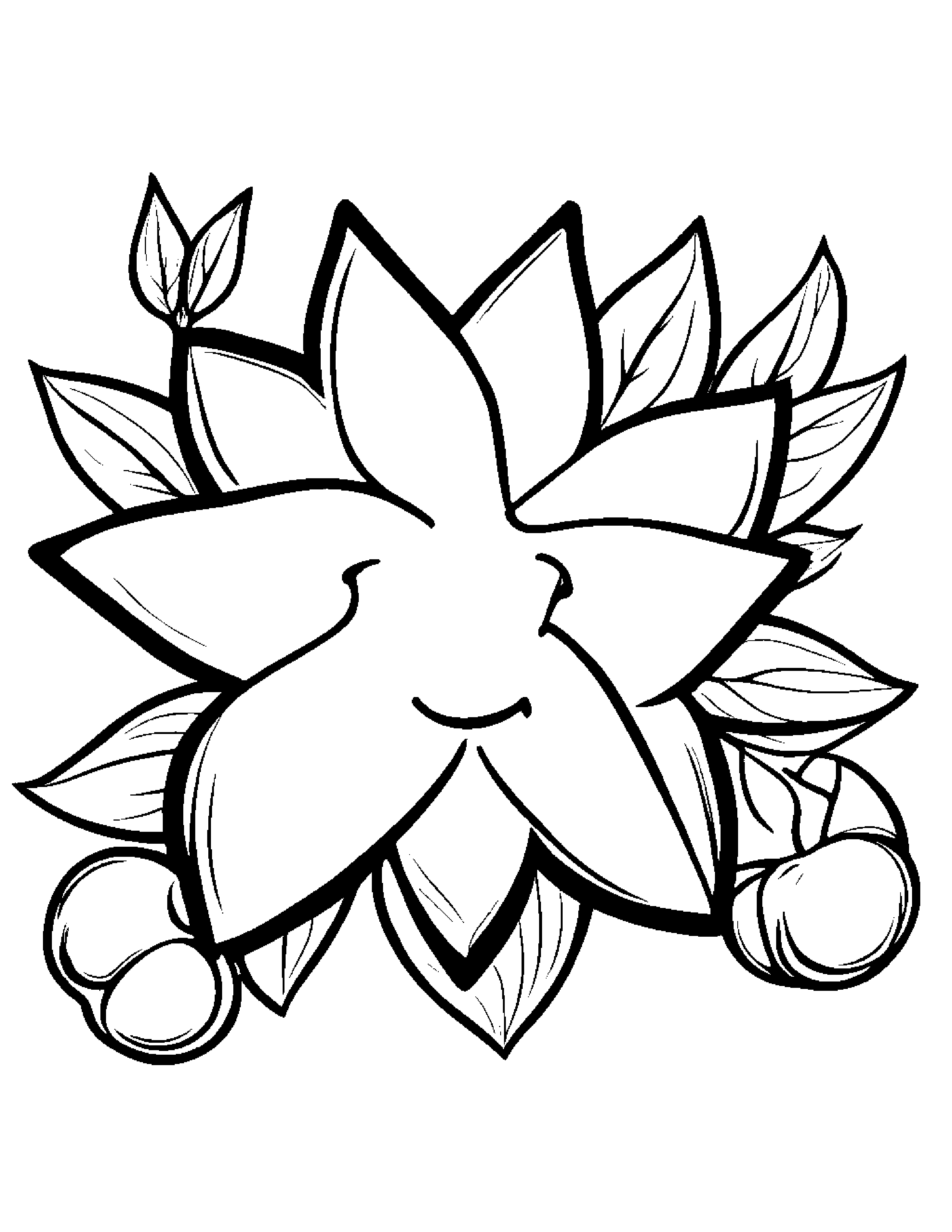 Blueberries With A Friendly Star #2 Coloring Page (Free Printable PDF)