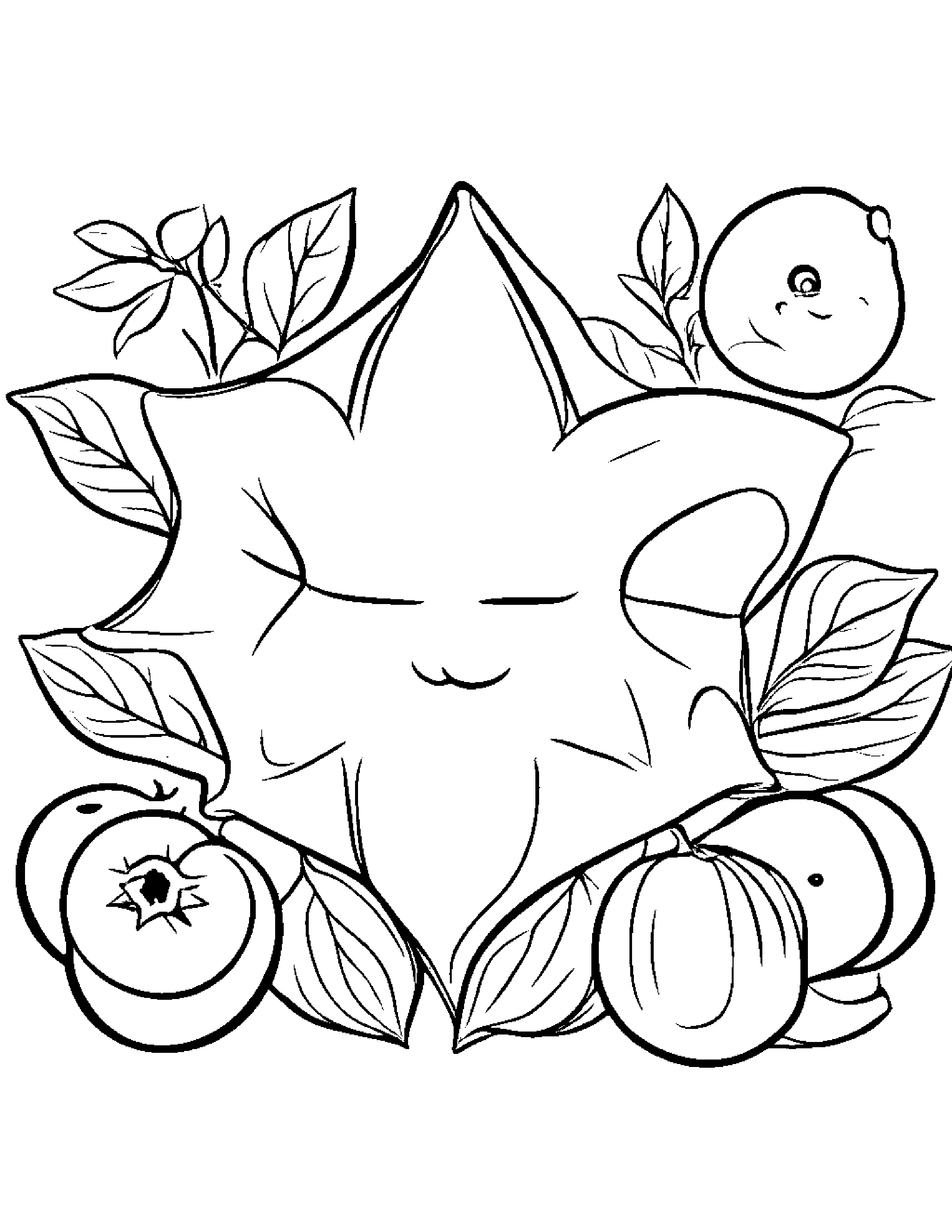 Blueberries With A Friendly Star #3 Coloring Page (Free Printable PDF)