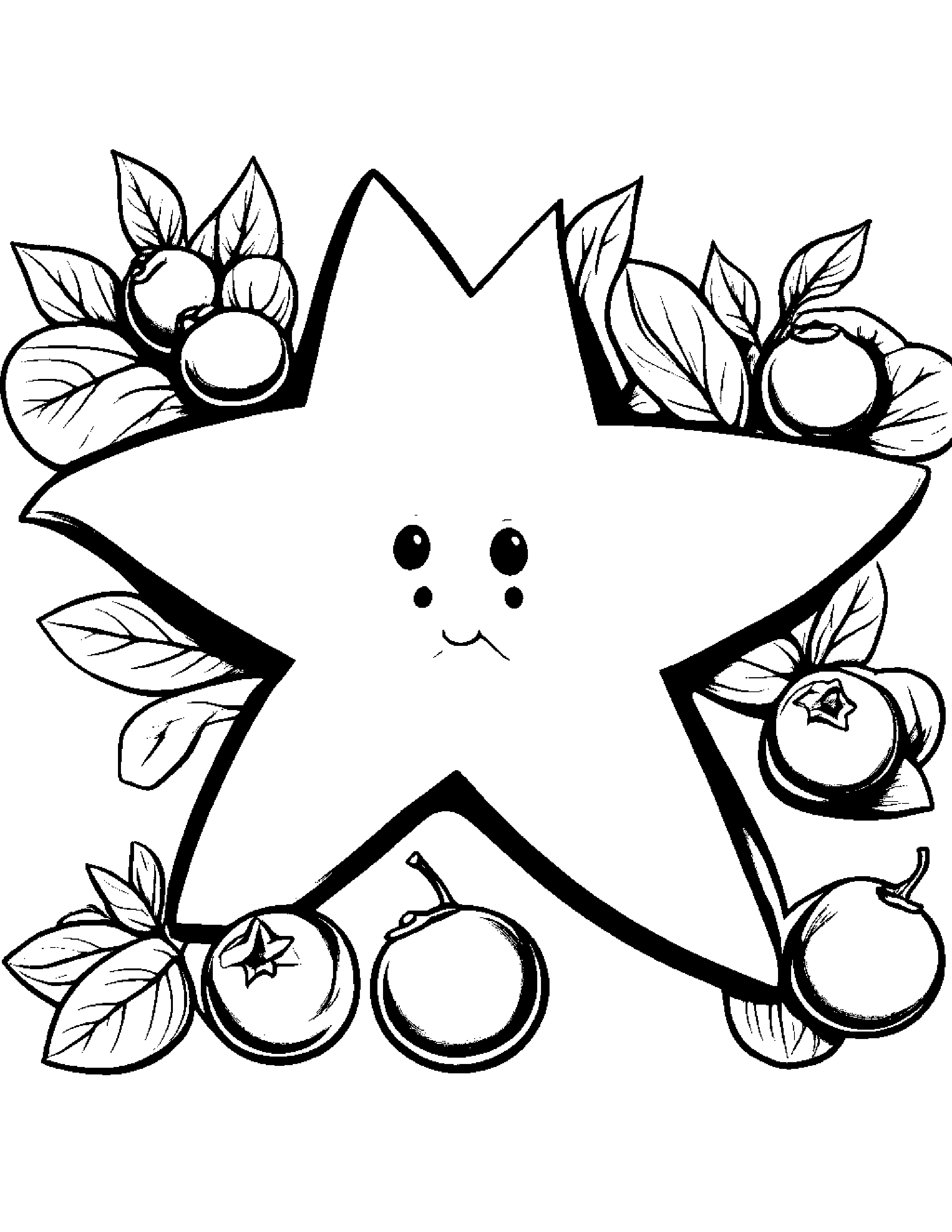 Blueberries With A Friendly Star #4 Coloring Page (Free Printable PDF)