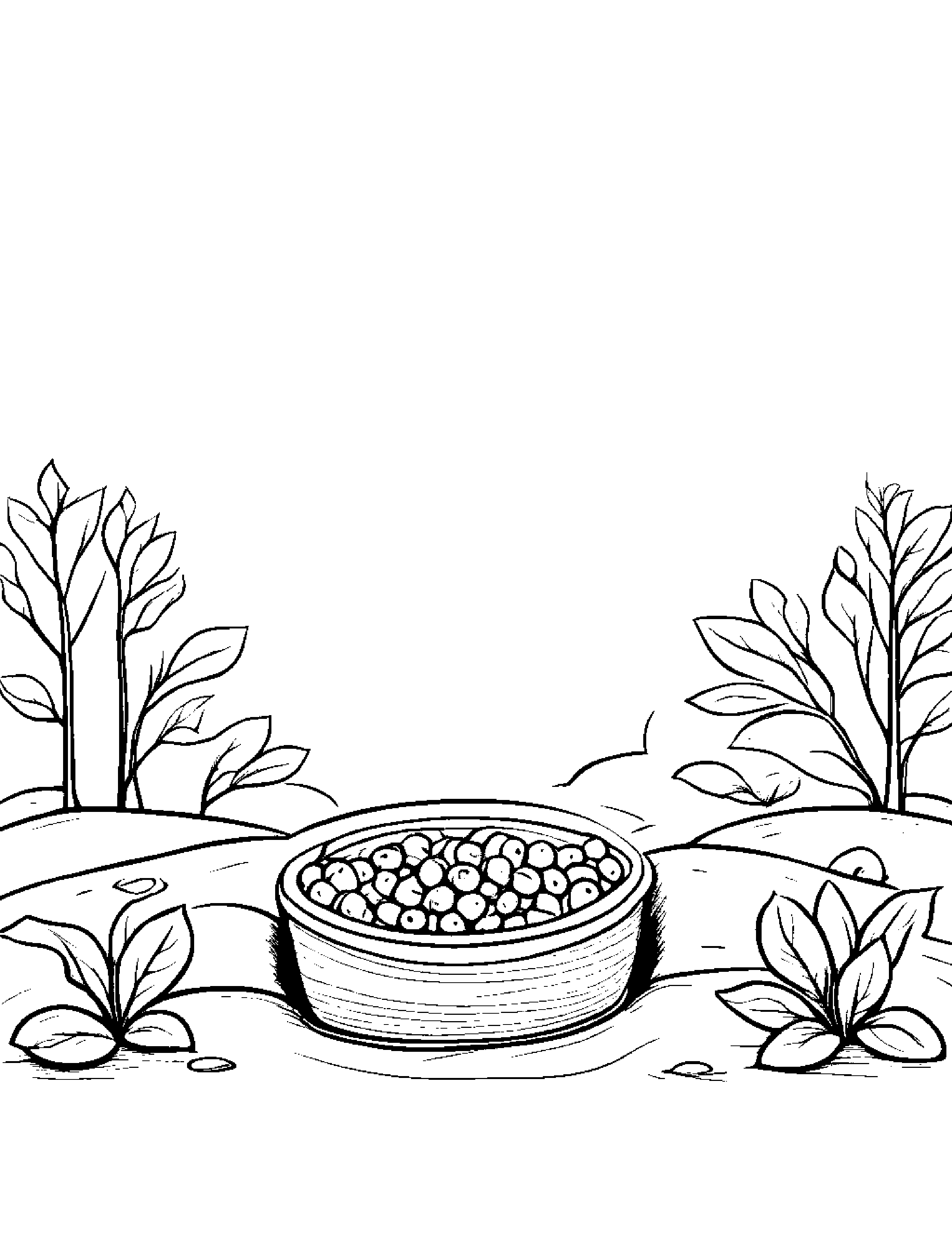 Blueberries With A Friendly Star Beside A Sandbox #2 Coloring Page (Free Printable PDF)