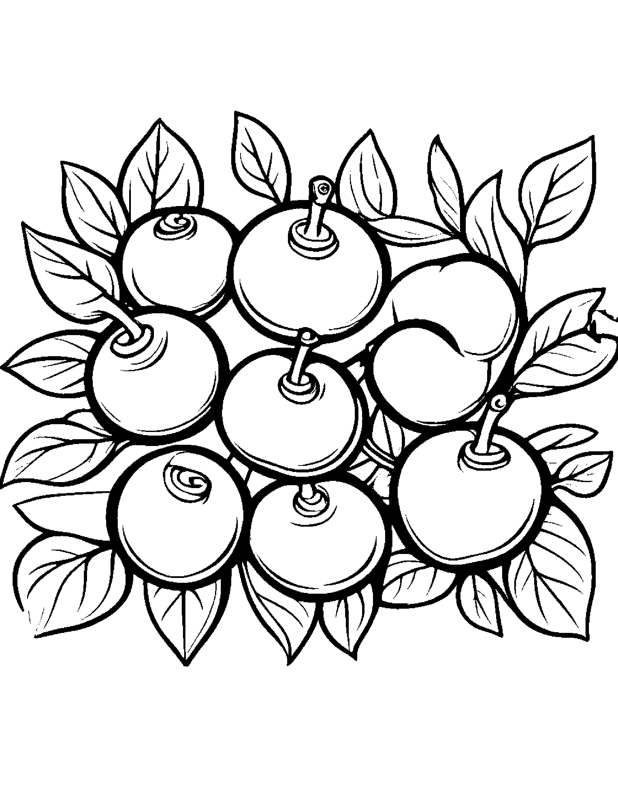 Blueberries With A Little Heart #2 Coloring Page (Free Printable PDF)