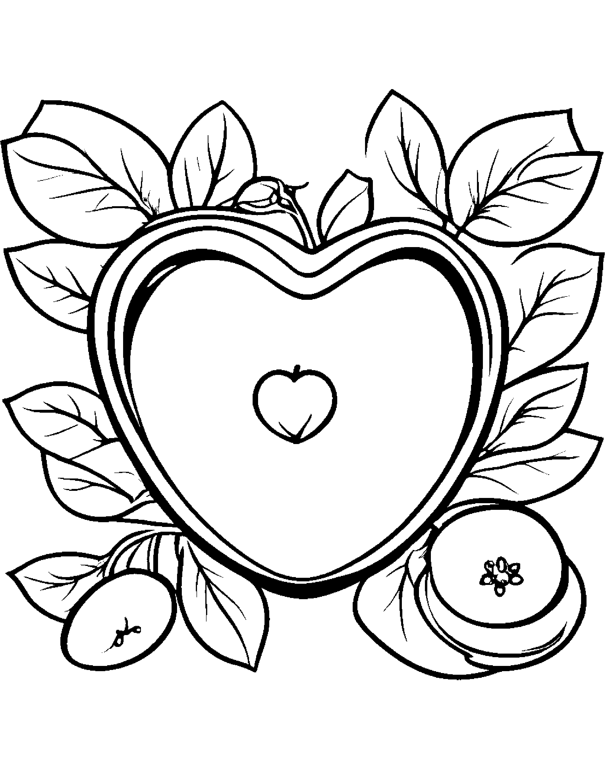 Blueberries With A Little Heart Coloring Page (Free Printable PDF)