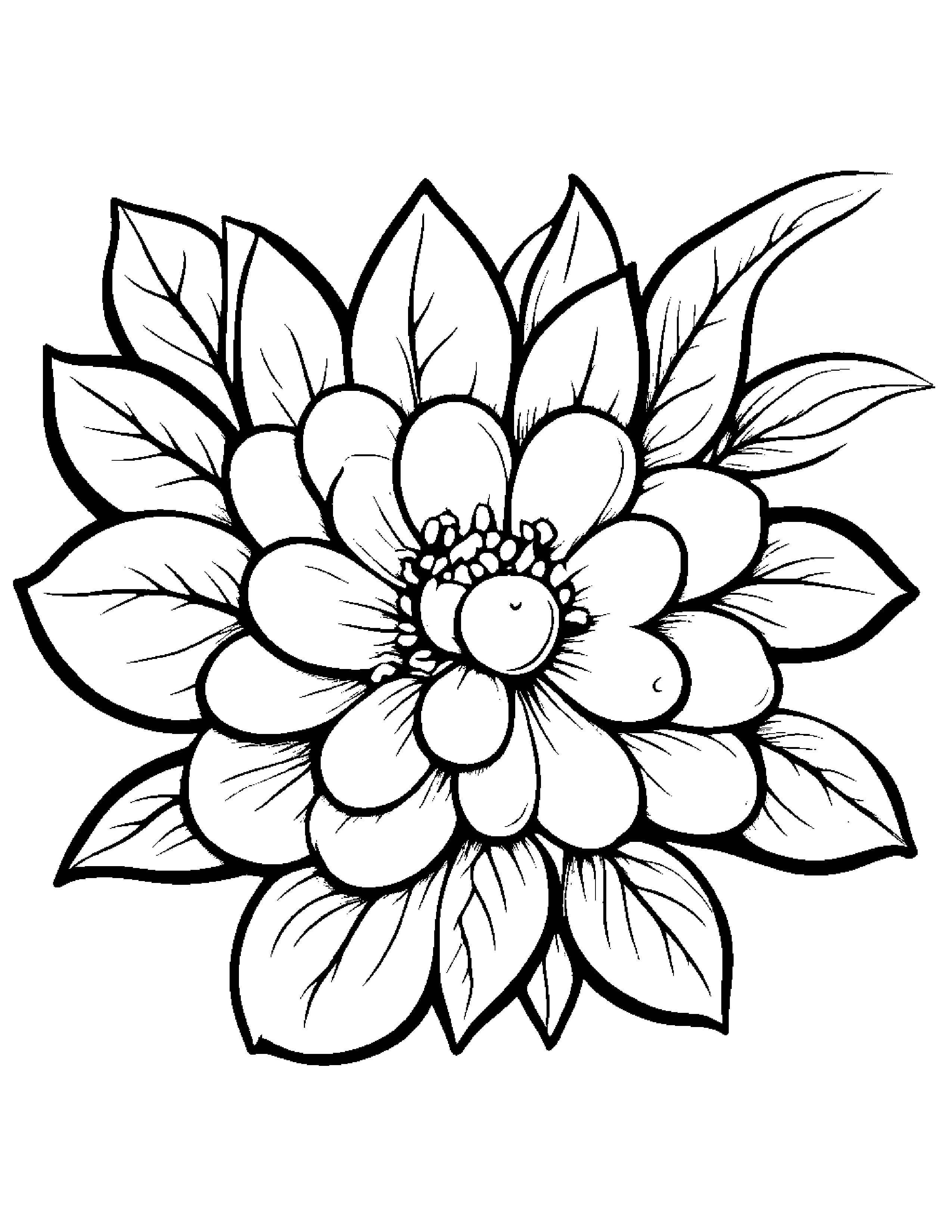 Blueberries With A Small Flower #3 Coloring Page (Free Printable PDF)