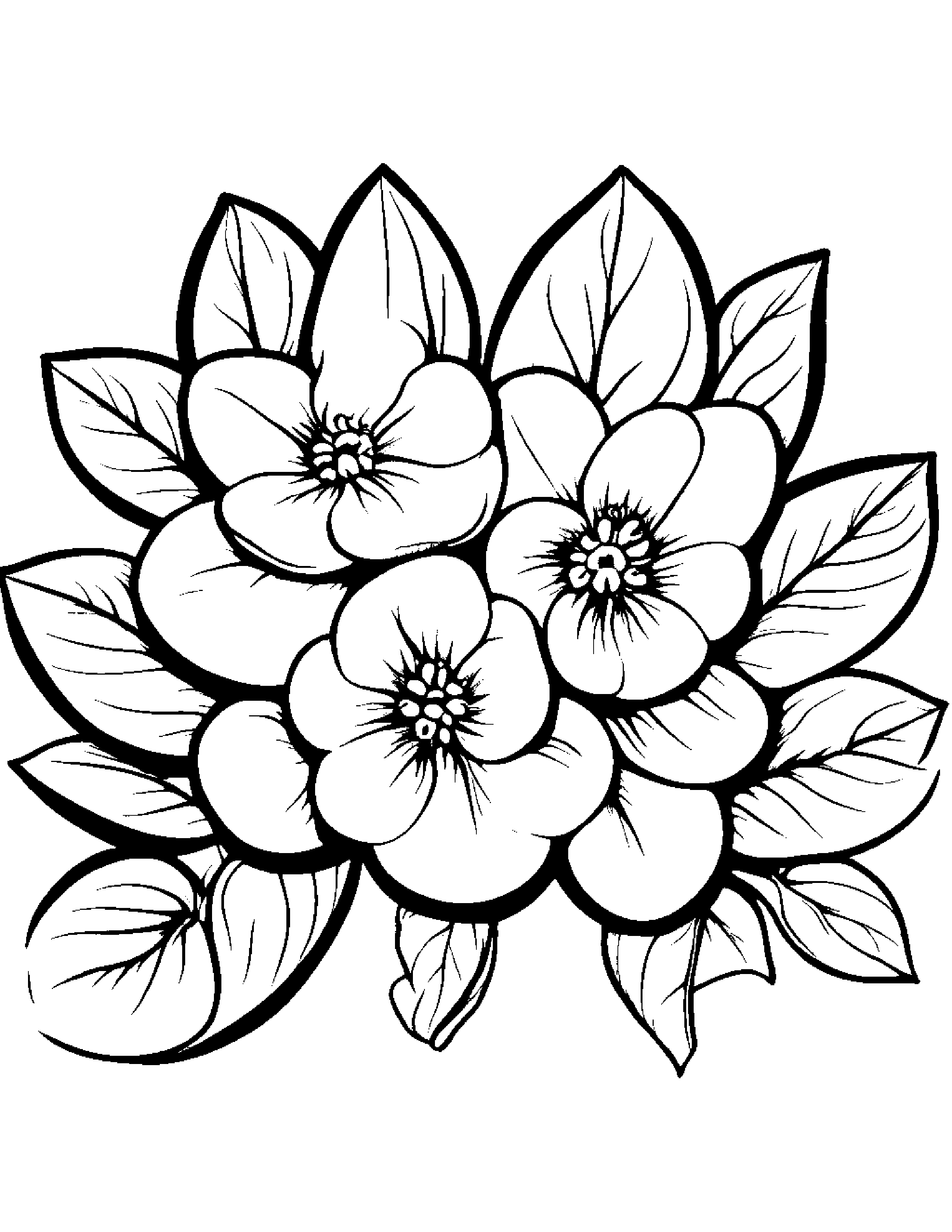 Blueberries With A Small Flower Coloring Page (Free Printable PDF)