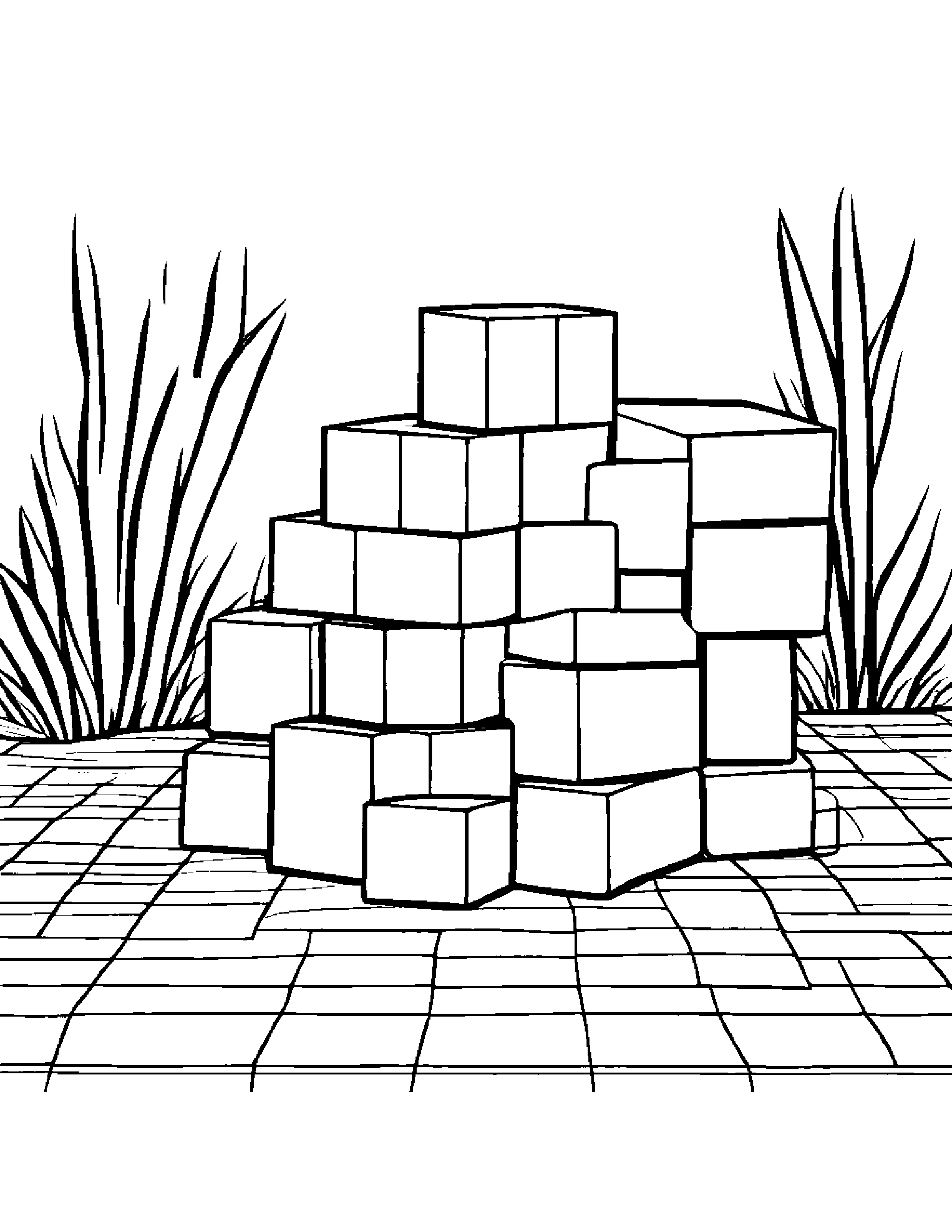 Bright Stack Of Blocks On A Picnic Blanket #3 Coloring Page (Free Printable PDF)