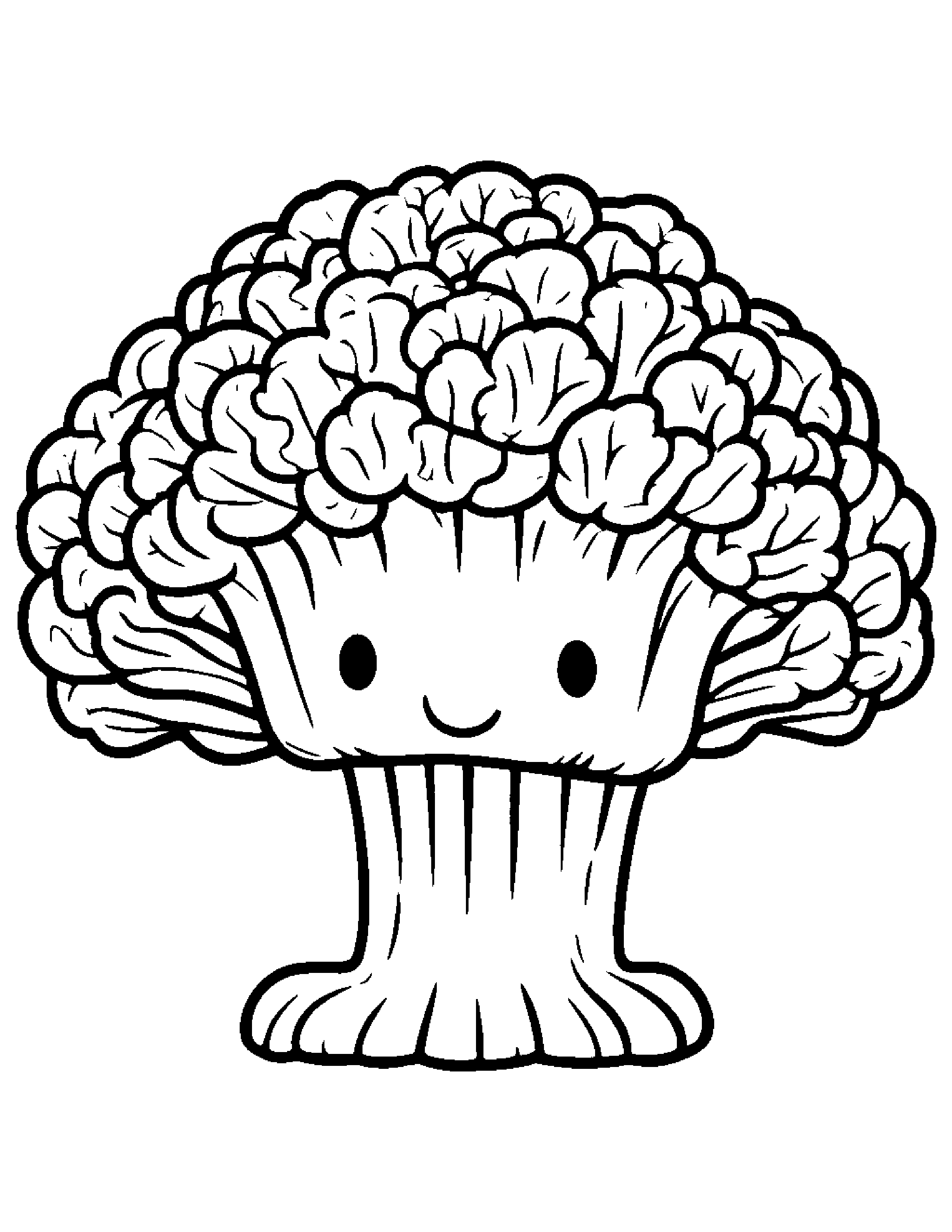 Broccoli With A Cute Hat #3 Coloring Page (Free Printable PDF)