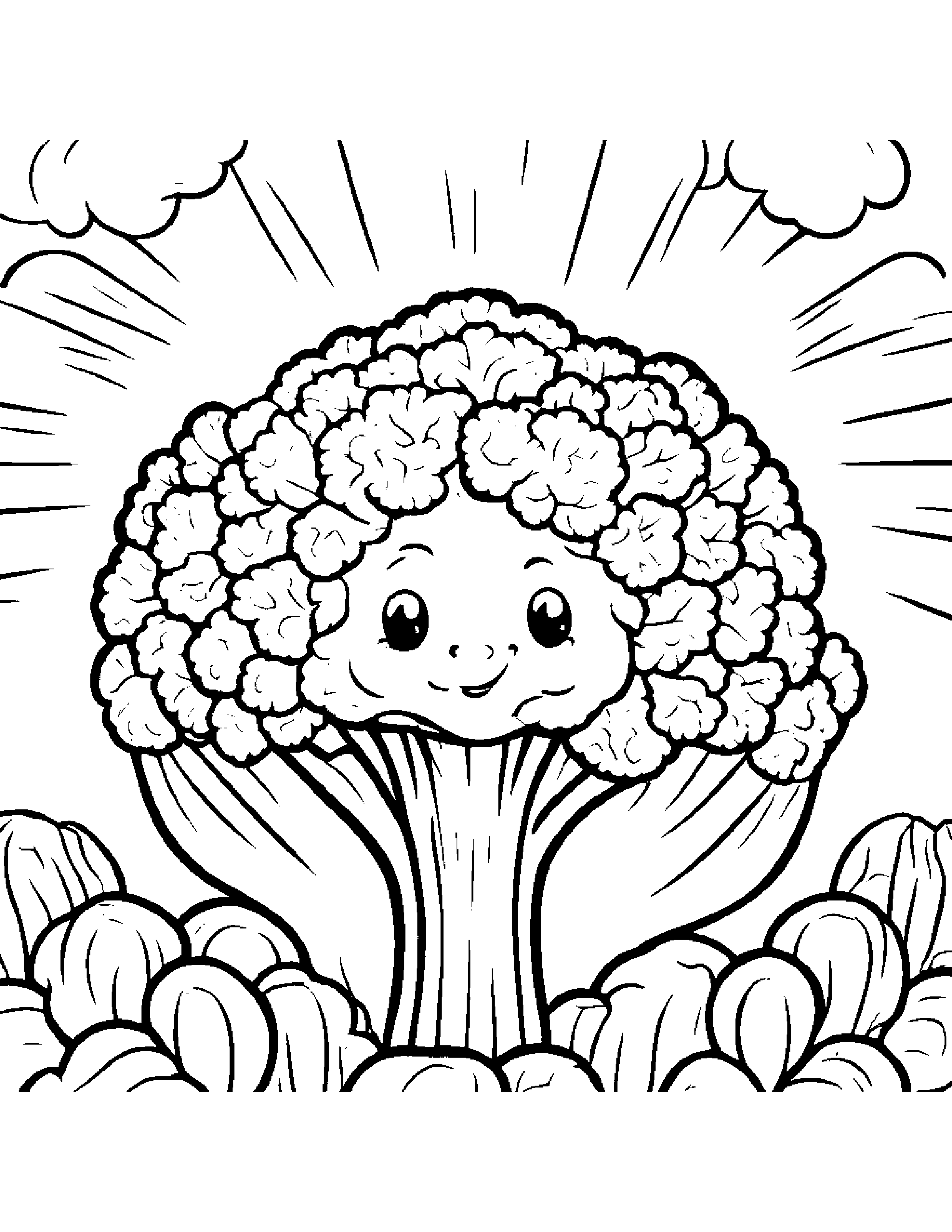 Broccoli With A Friendly Star #3 Coloring Page (Free Printable PDF)