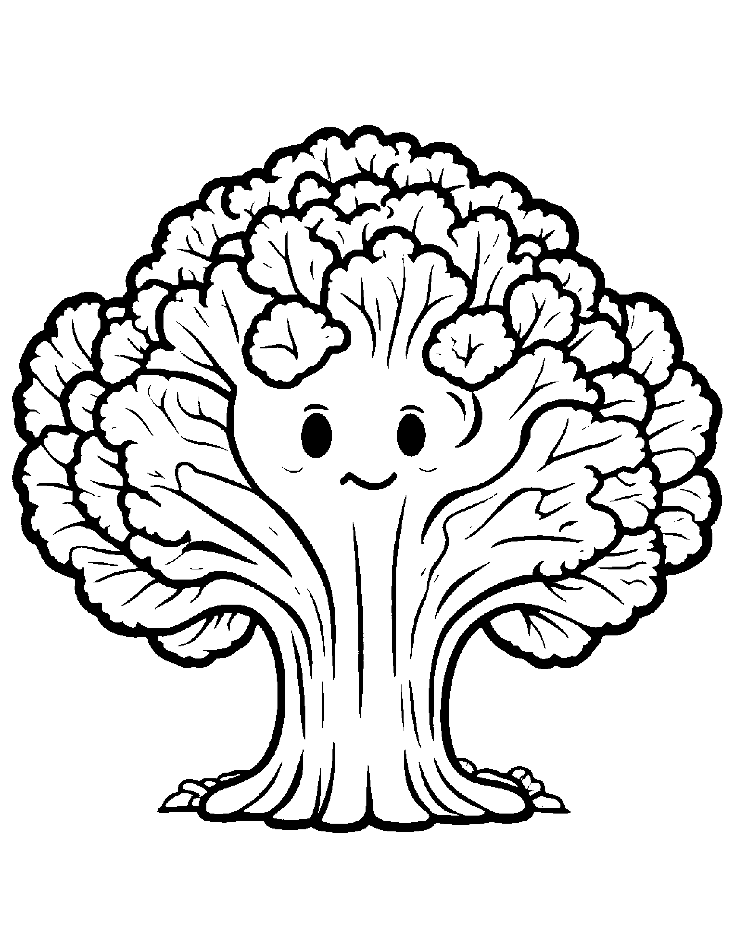 Broccoli With A Friendly Star #4 Coloring Page (Free Printable PDF)