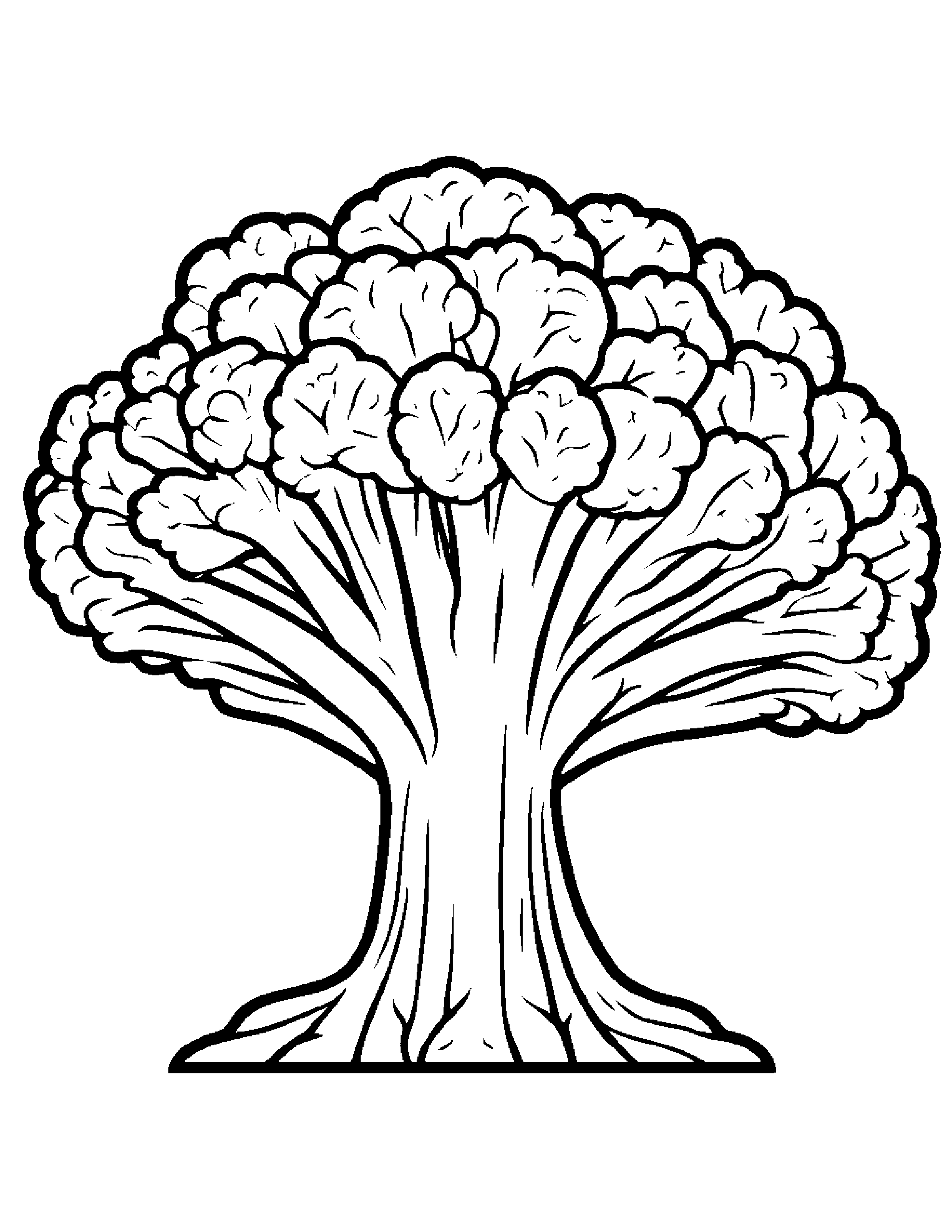 Broccoli With A Friendly Star Coloring Page (Free Printable PDF)