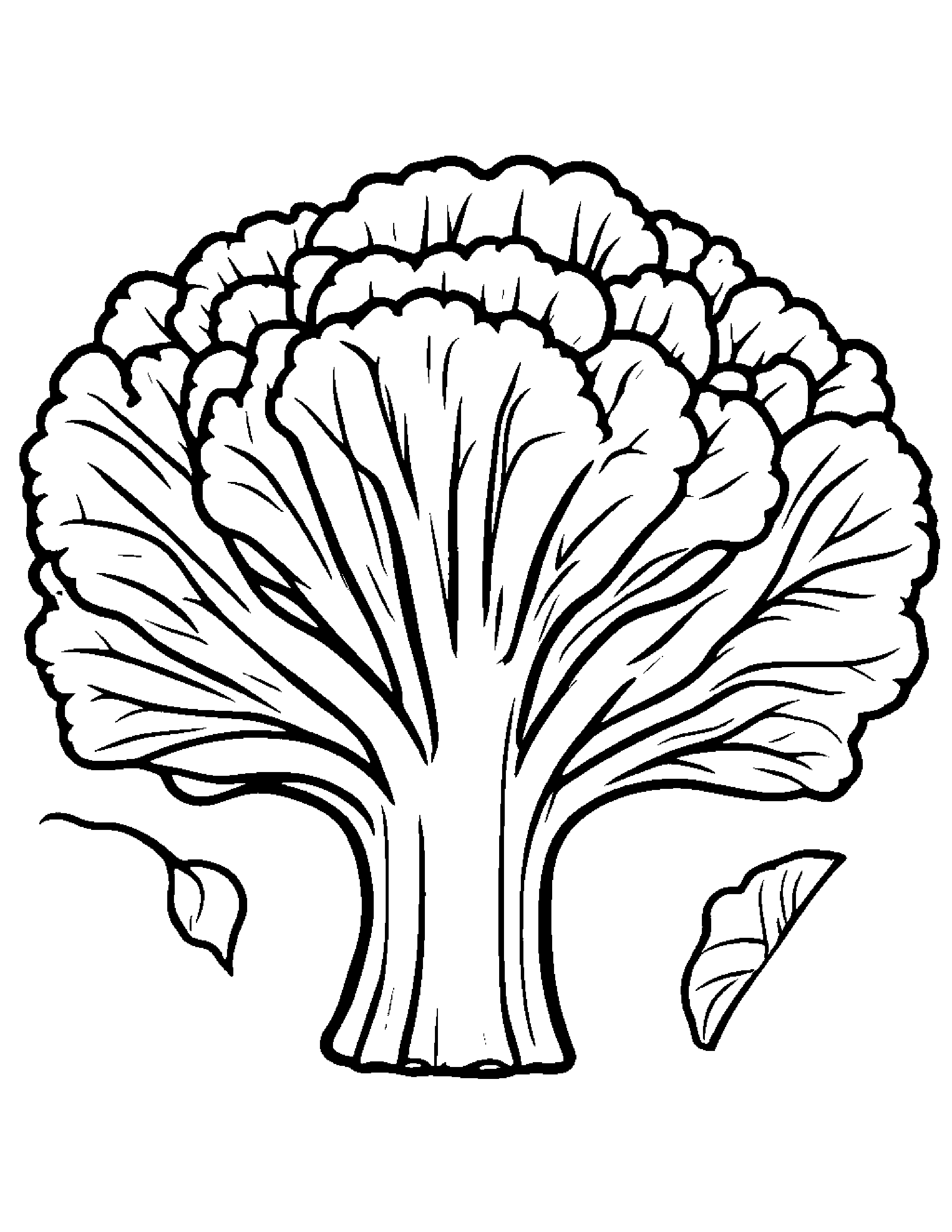 Broccoli With A Leaf Sprig #2 Coloring Page (Free Printable PDF)