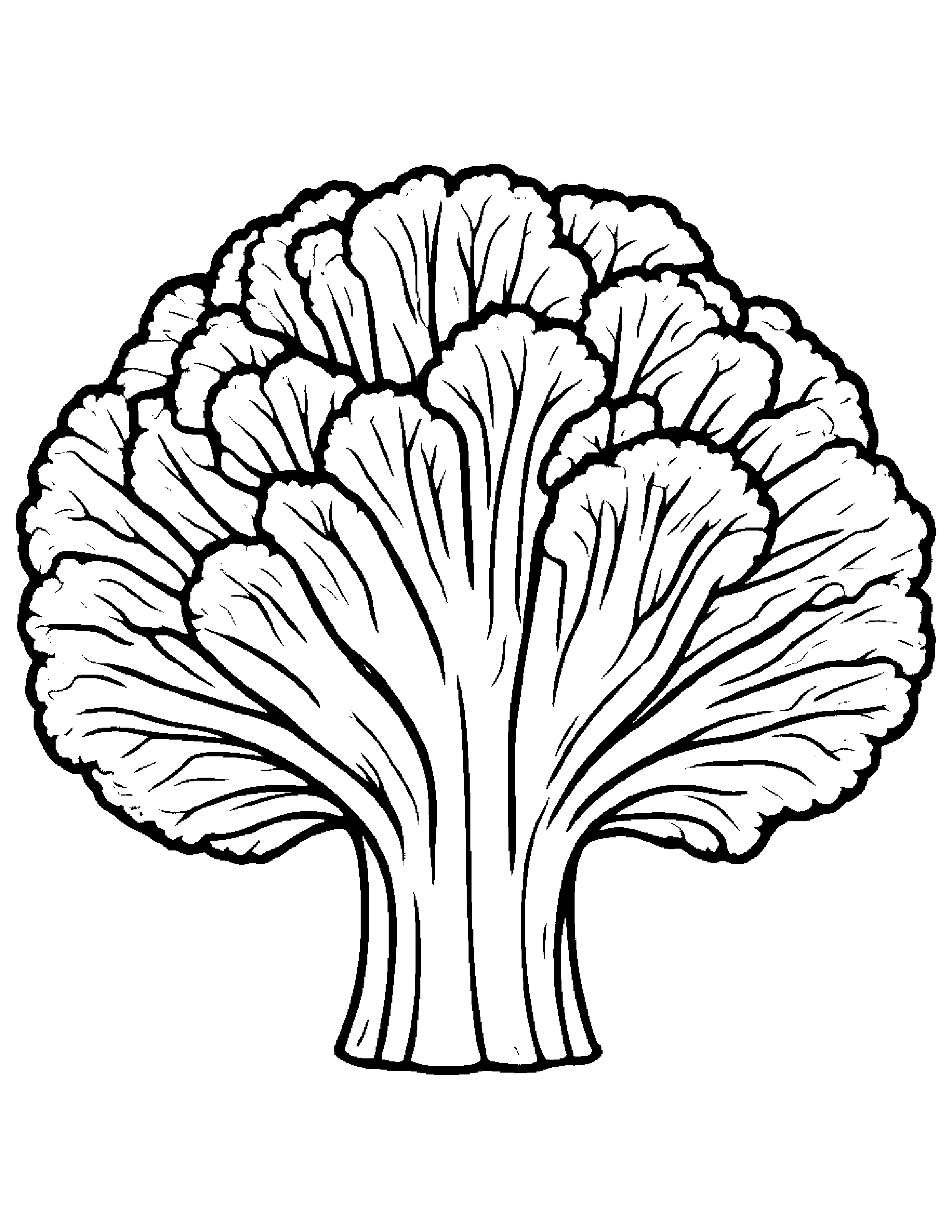 Broccoli With A Leaf Sprig #4 Coloring Page (Free Printable PDF)