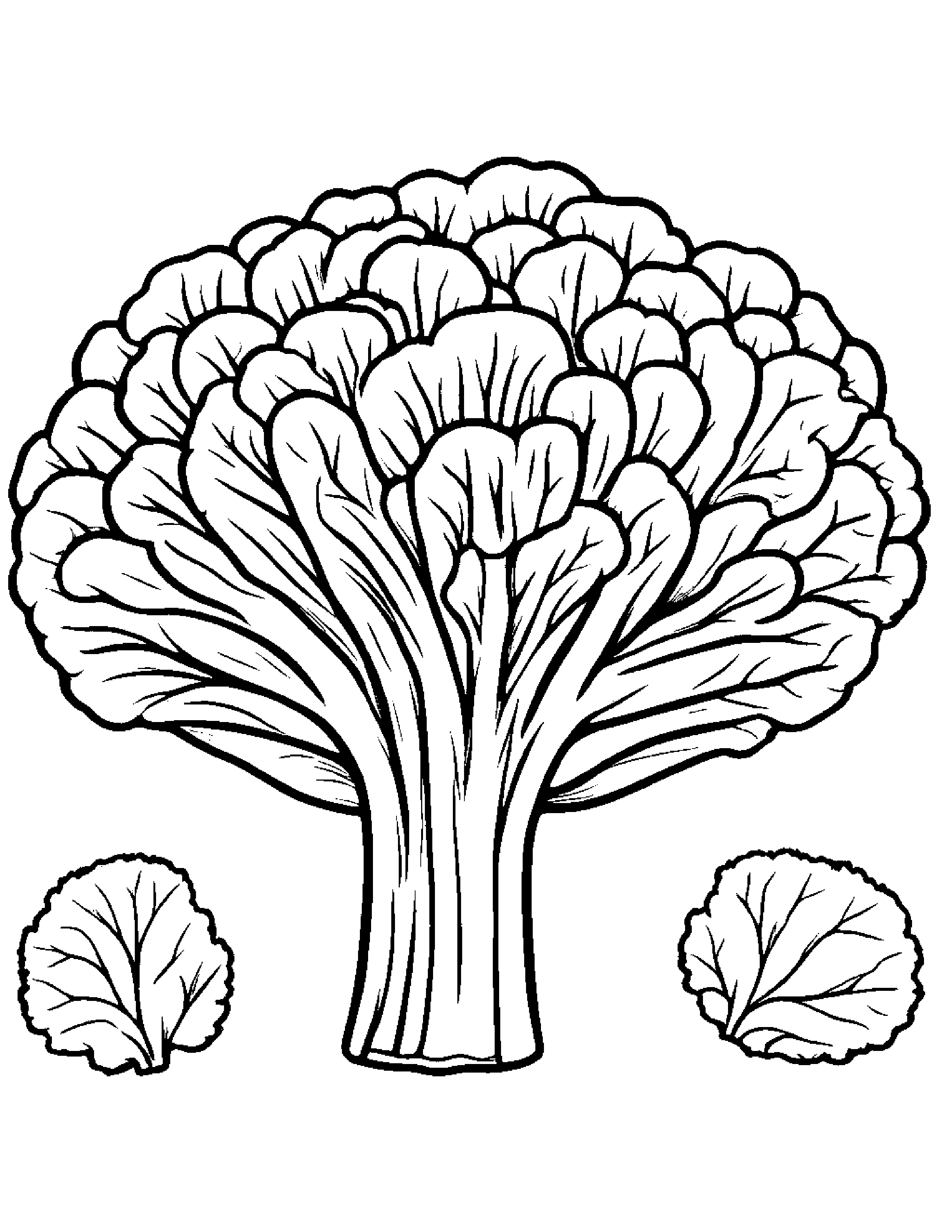 Broccoli With A Leaf Sprig #5 Coloring Page (Free Printable PDF)