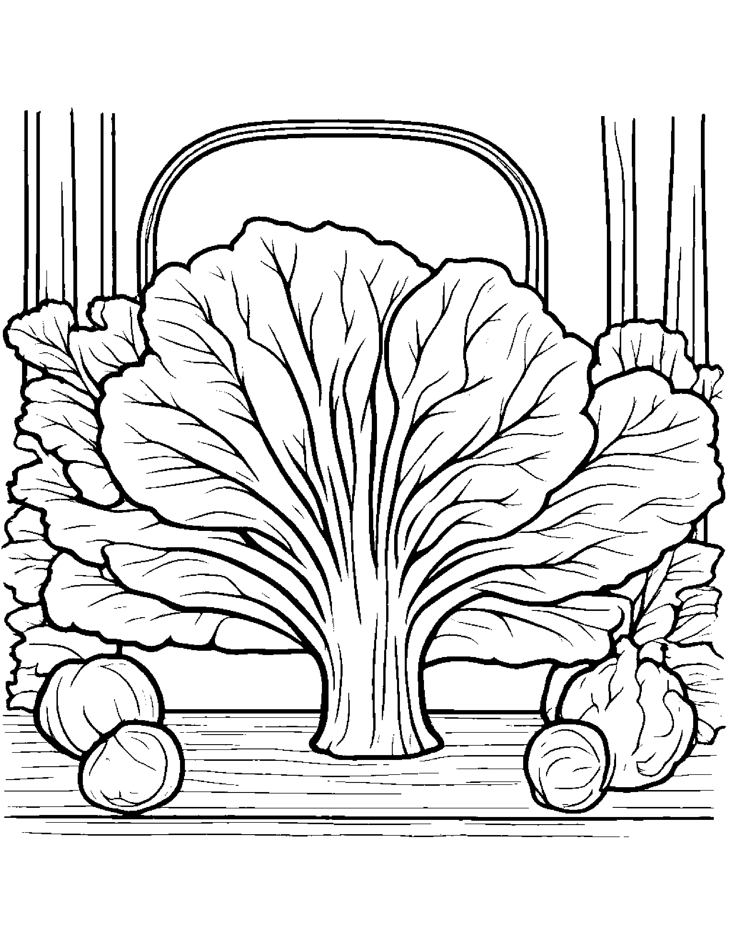 Broccoli With A Leaf Sprig By A Reading Nook #2 Coloring Page (Free Printable PDF)