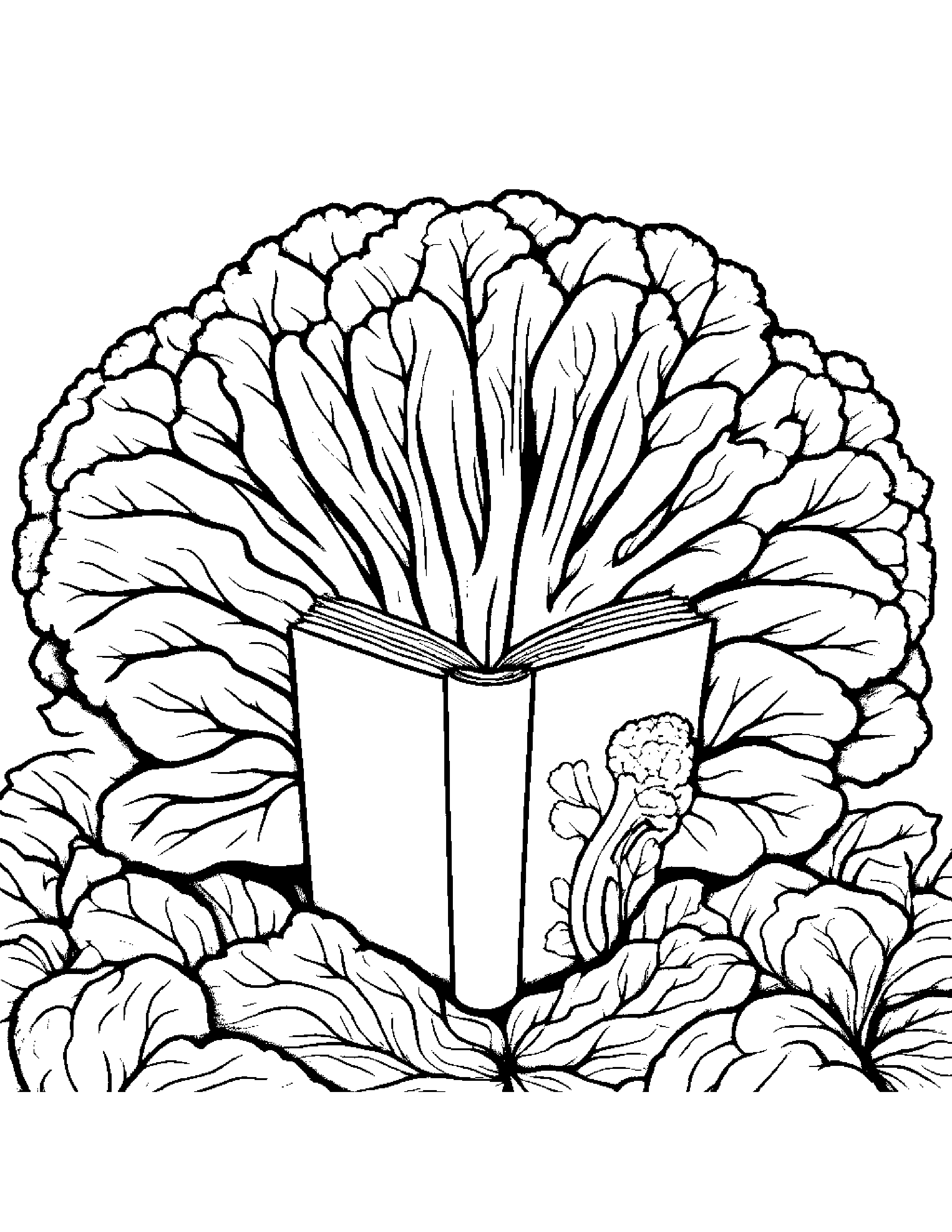 Broccoli With A Leaf Sprig By A Reading Nook #3 Coloring Page (Free Printable PDF)