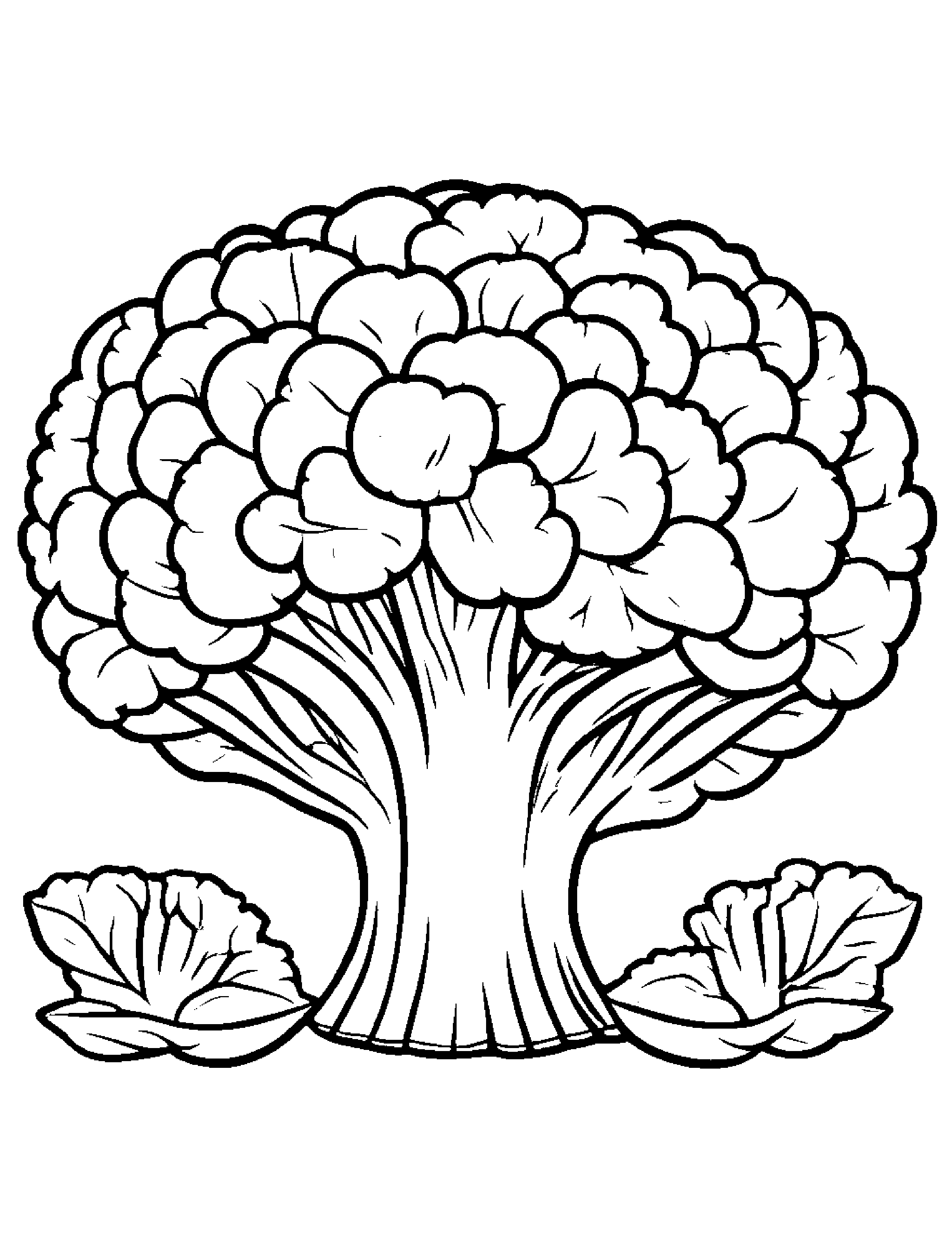Broccoli With A Ribbon #2 Coloring Page (Free Printable PDF)