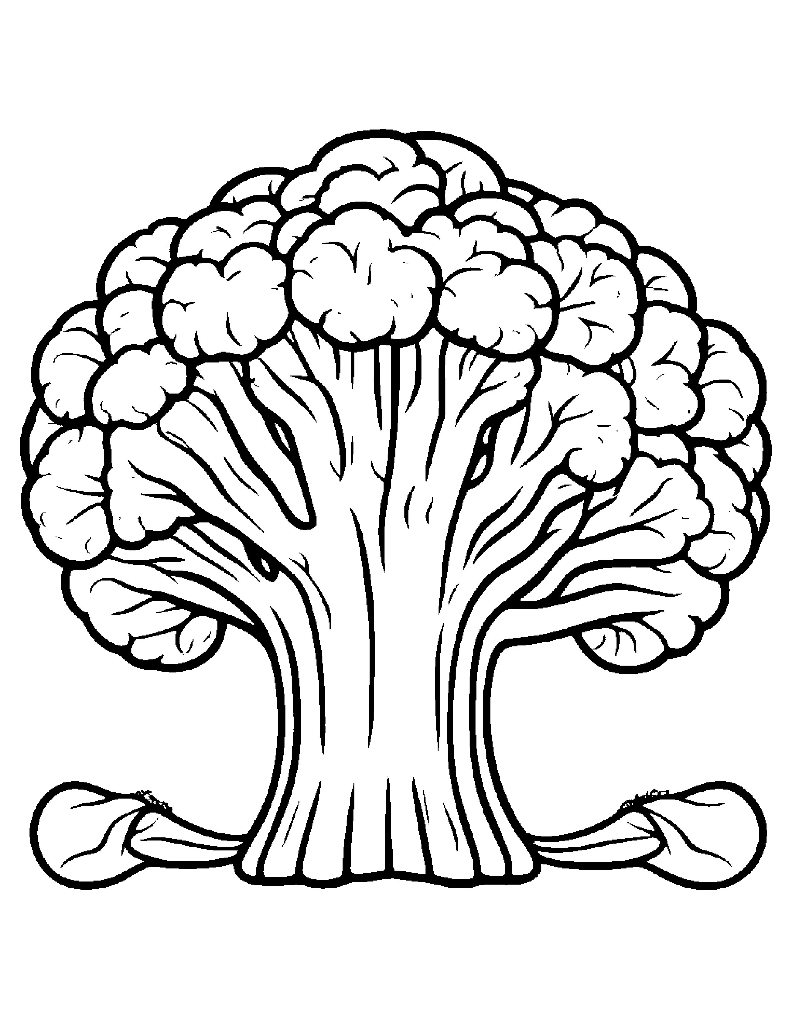 Broccoli With A Ribbon #3 Coloring Page (Free Printable PDF)