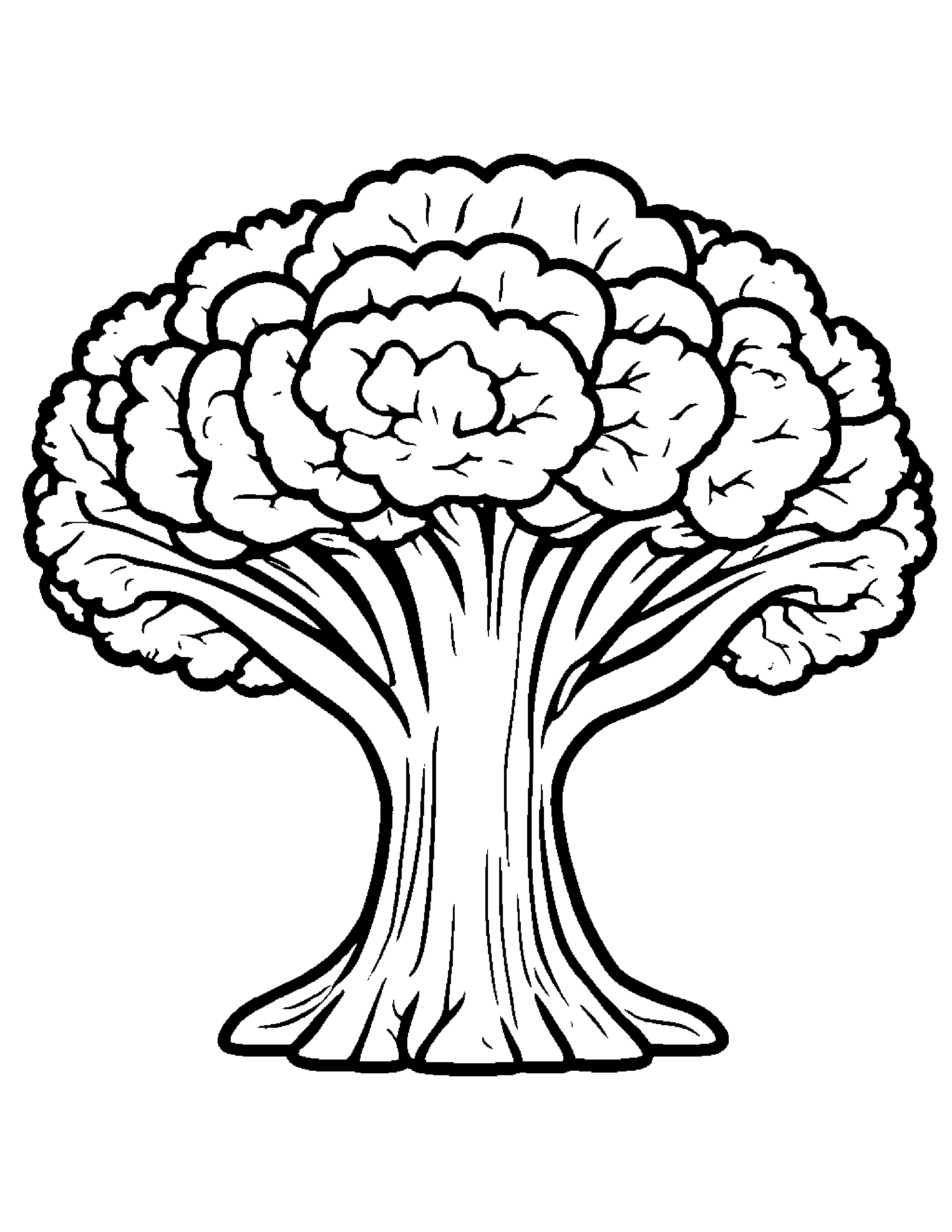 Broccoli With A Ribbon Coloring Page (Free Printable PDF)