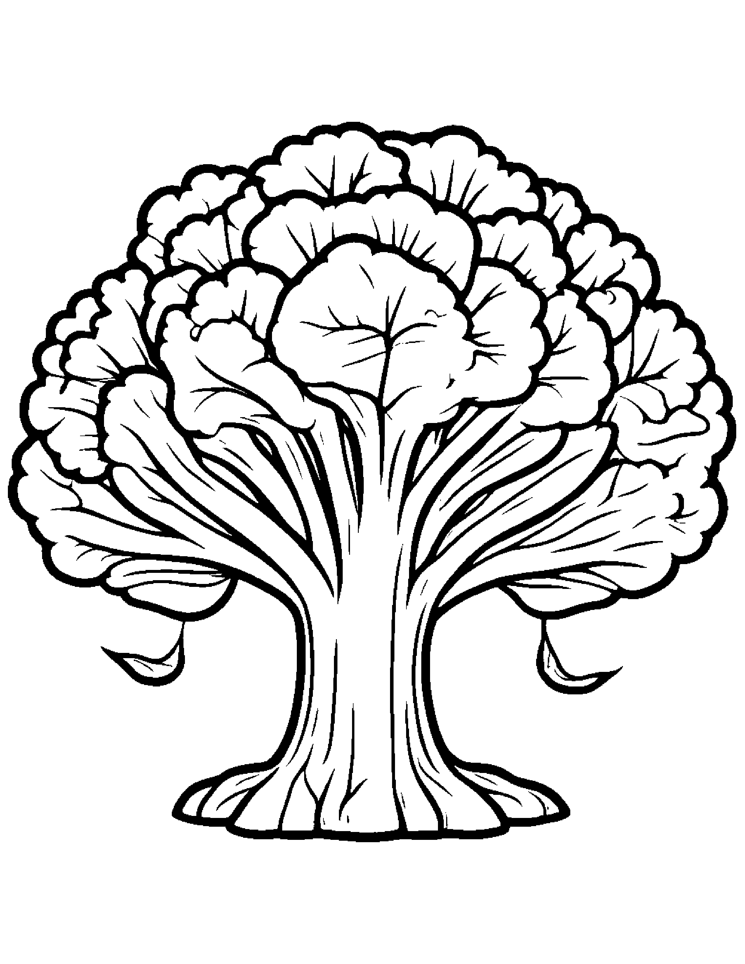 Broccoli With A Small Flower Coloring Page (Free Printable PDF)