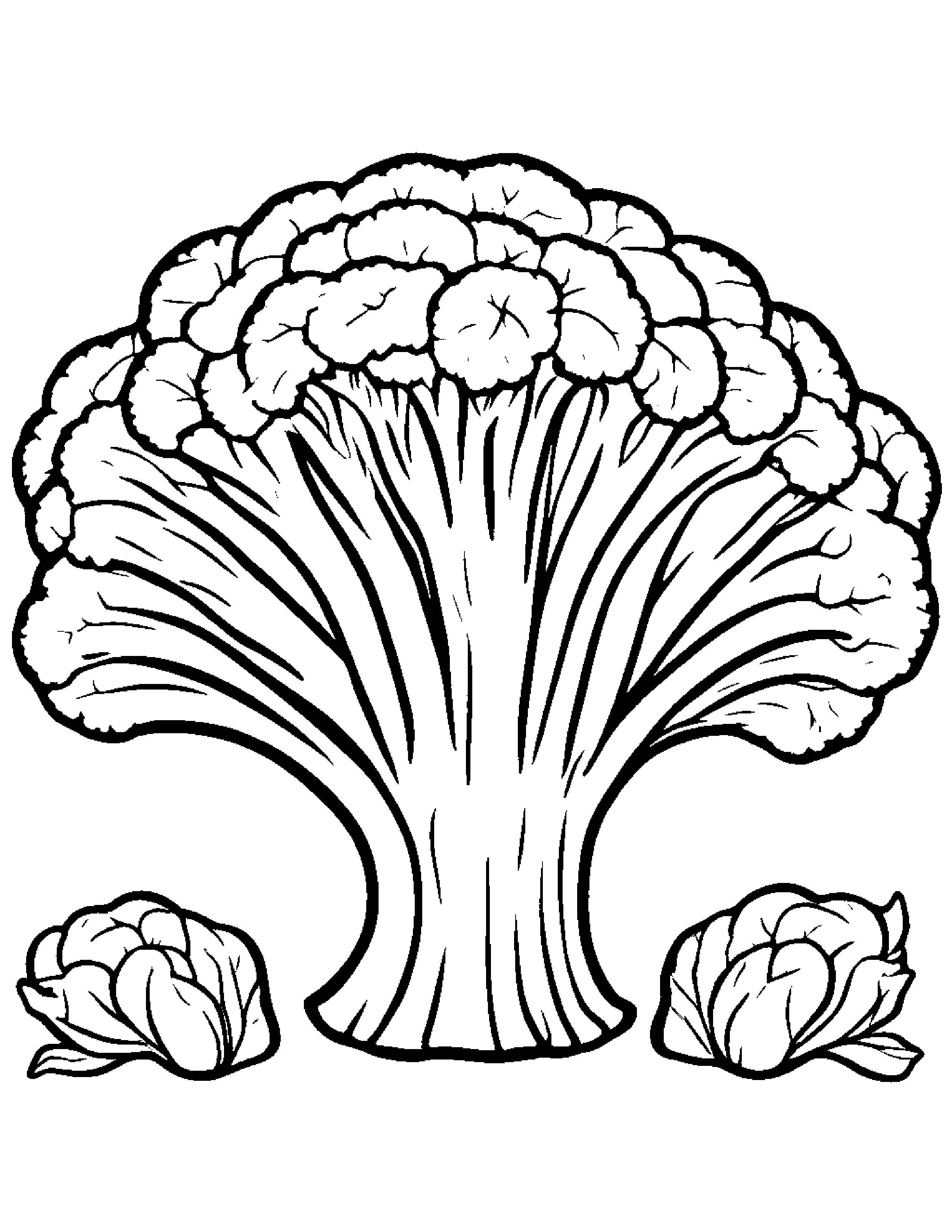 Broccoli With A Soft Scarf #2 Coloring Page (Free Printable PDF)