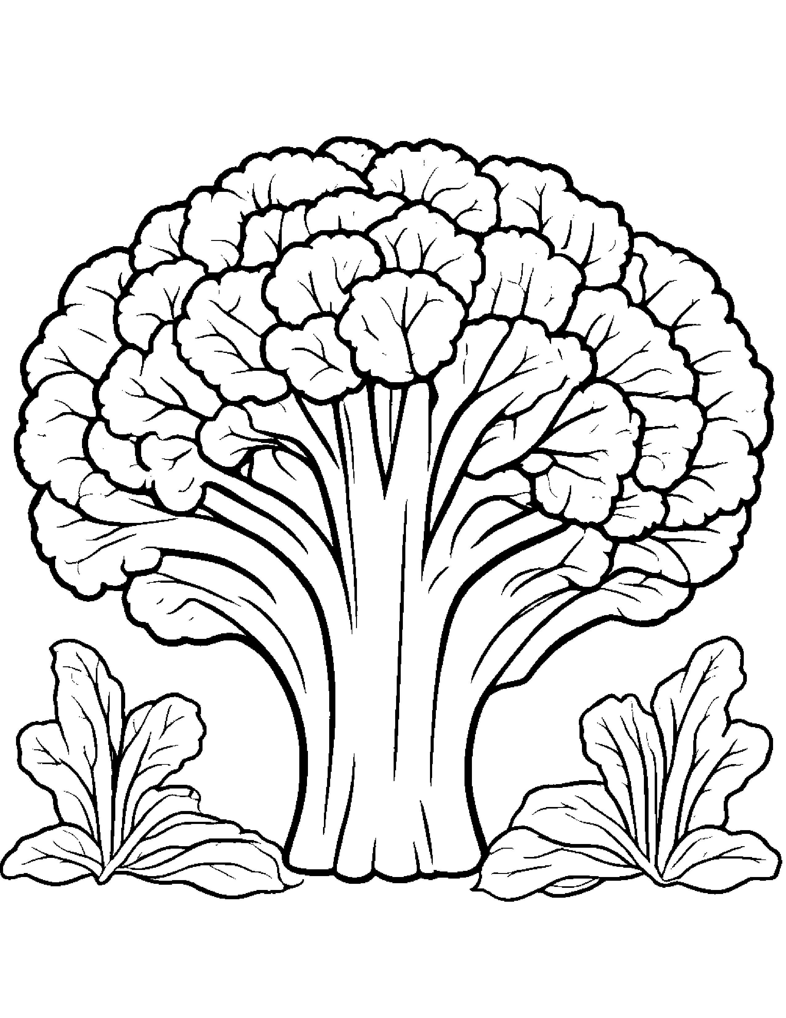 Broccoli With A Soft Scarf #3 Coloring Page (Free Printable PDF)