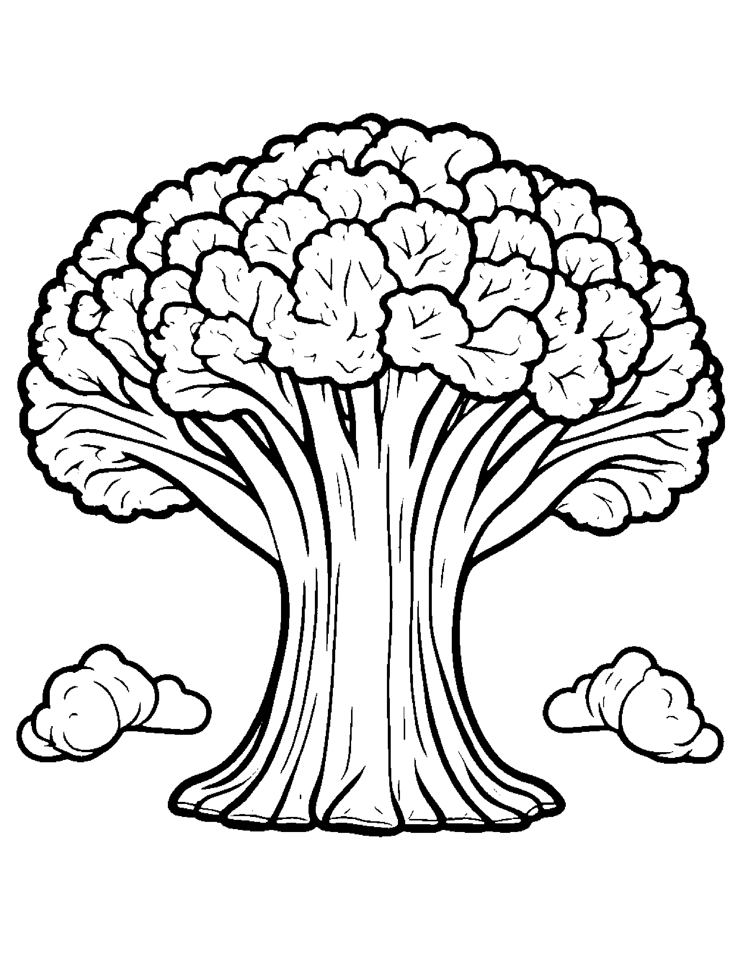 Broccoli With A Soft Scarf Coloring Page (Free Printable PDF)