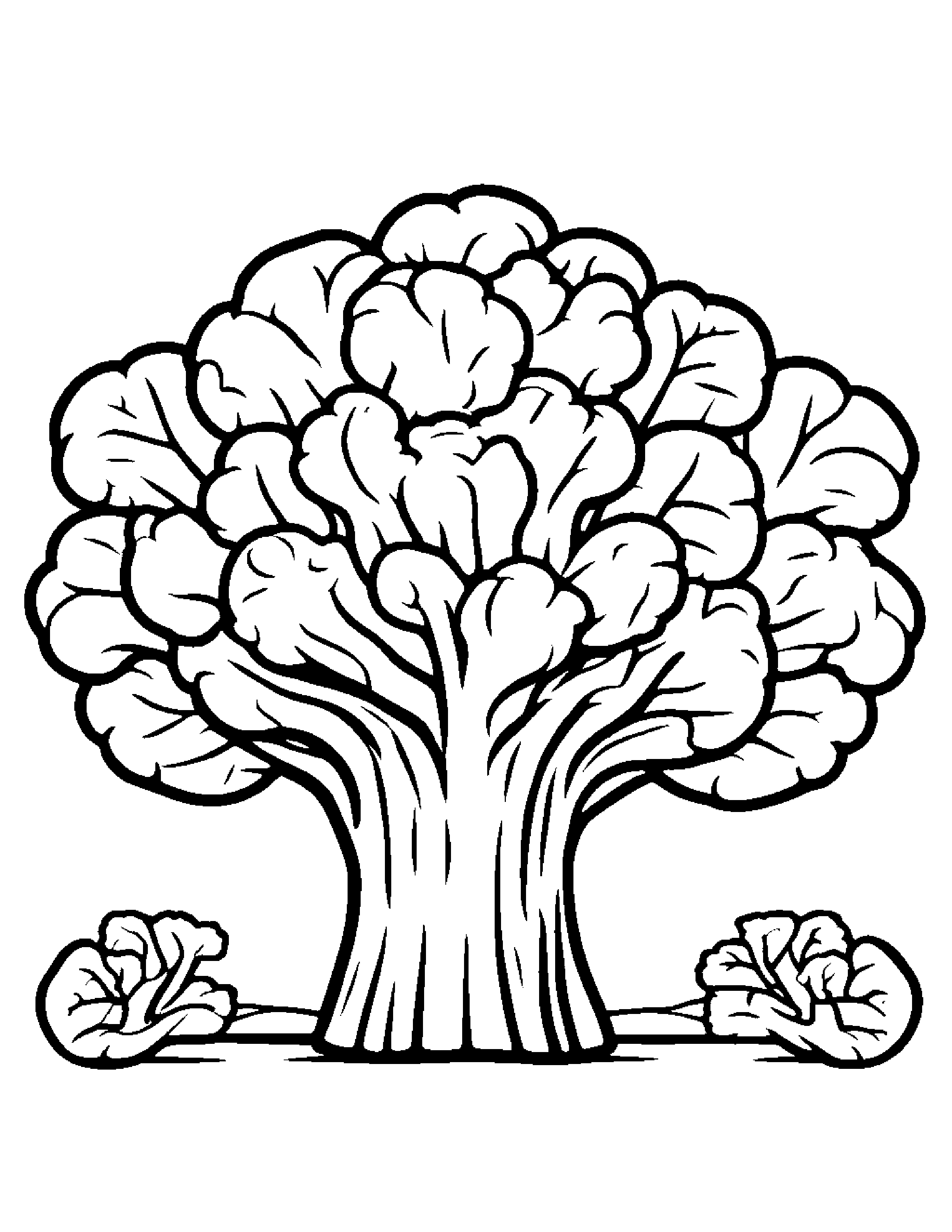Broccoli With A Sunny Sticker #3 Coloring Page (Free Printable PDF)