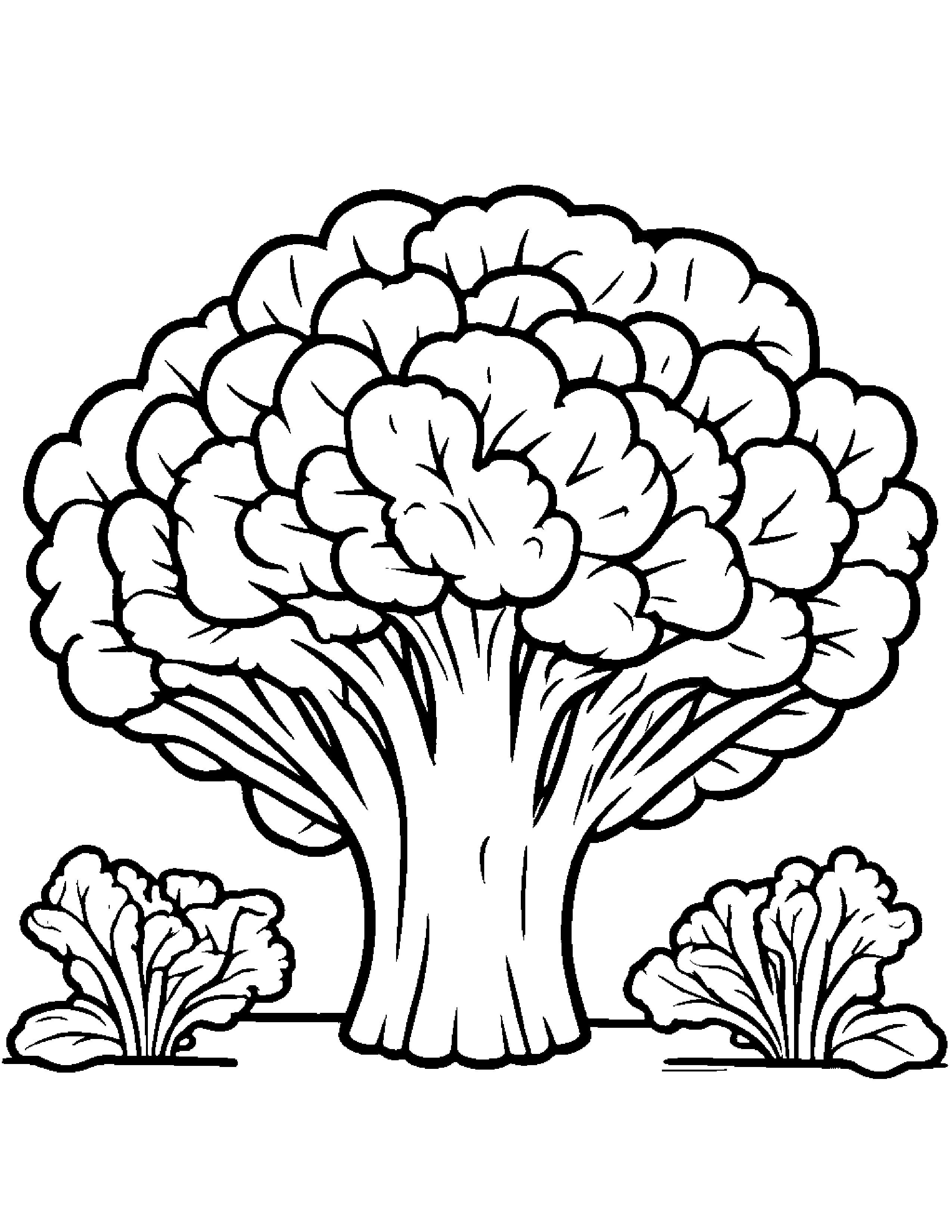 Broccoli With A Sunny Sticker Coloring Page (Free Printable PDF)