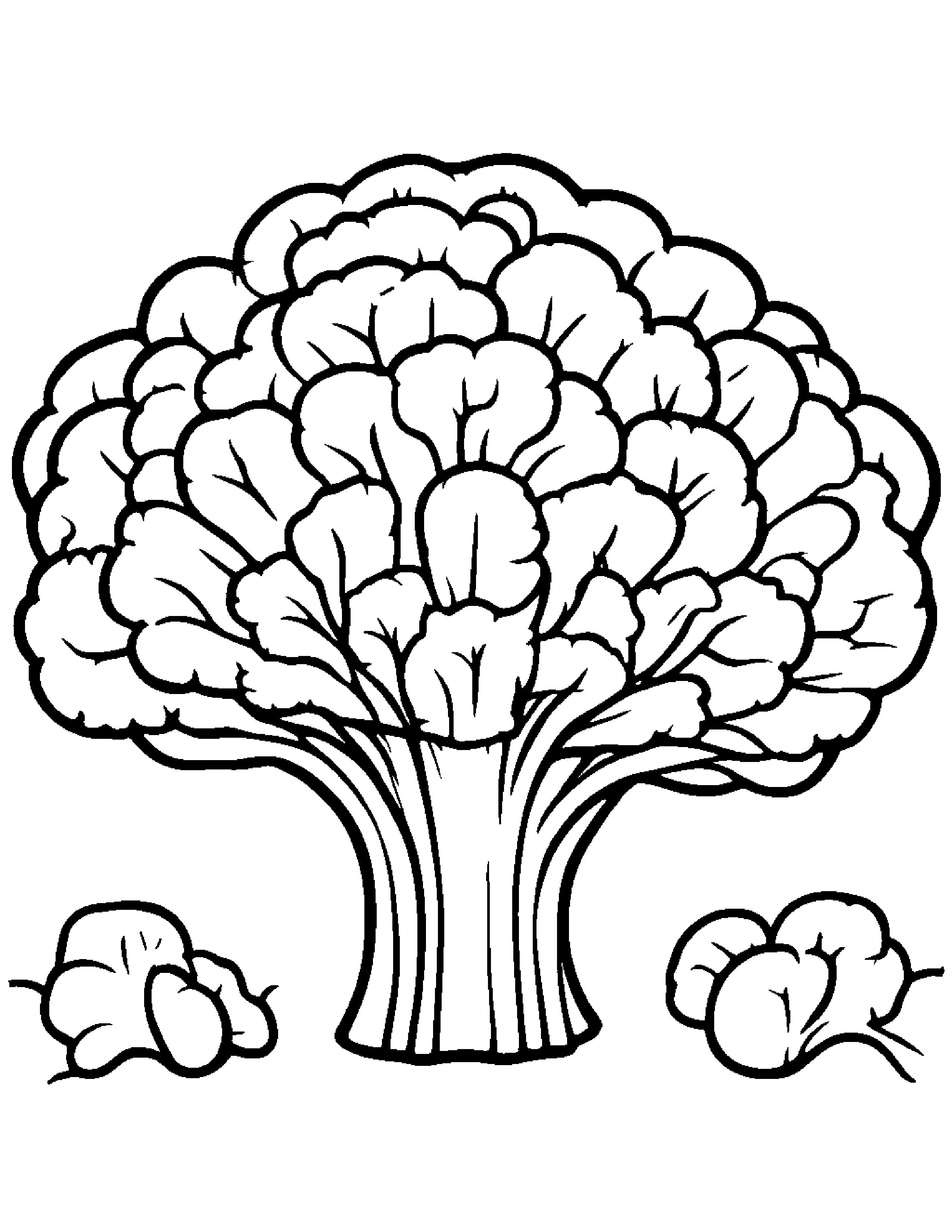 Broccoli With A Tiny Bow #2 Coloring Page (Free Printable PDF)