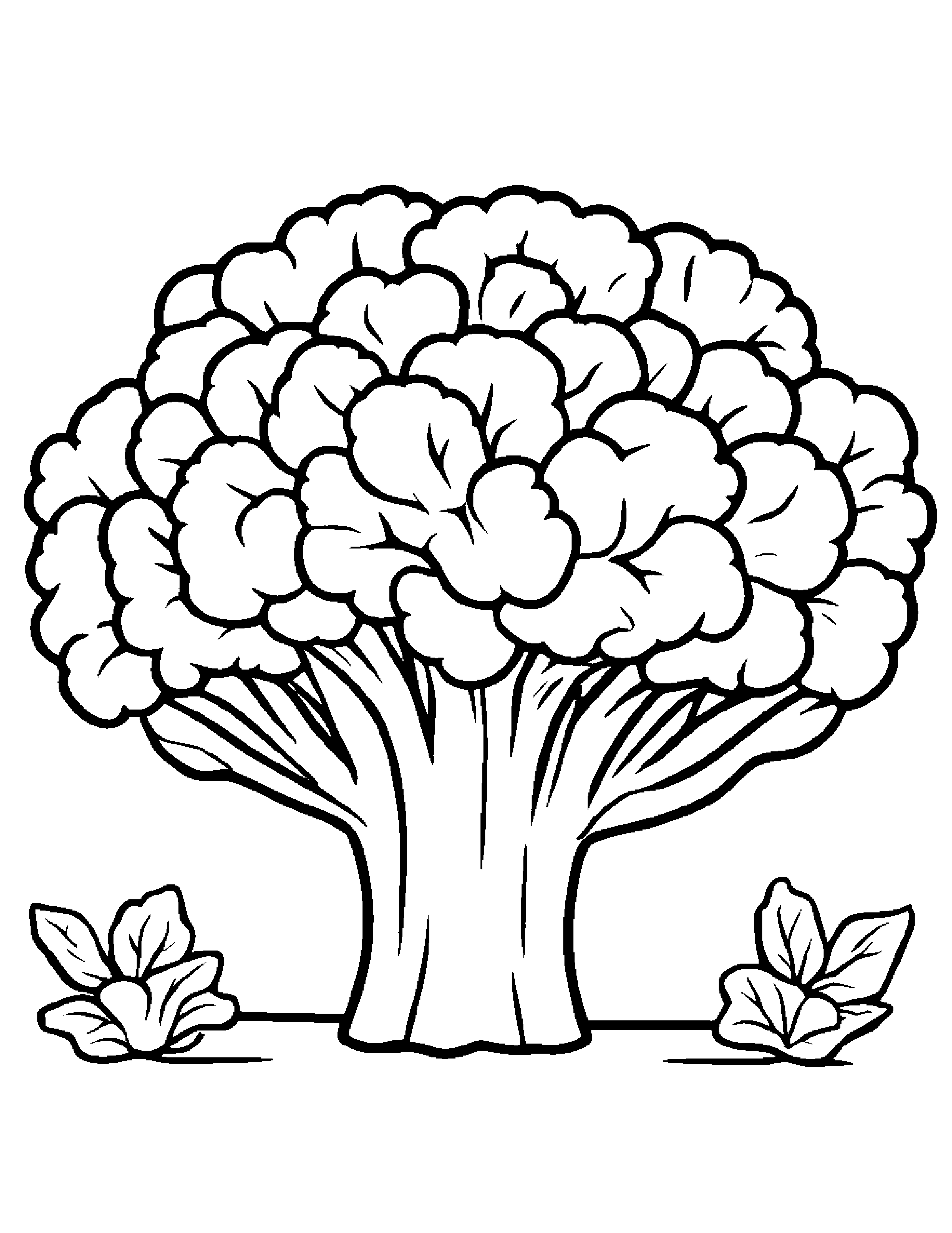 Broccoli With A Tiny Bow #3 Coloring Page (Free Printable PDF)