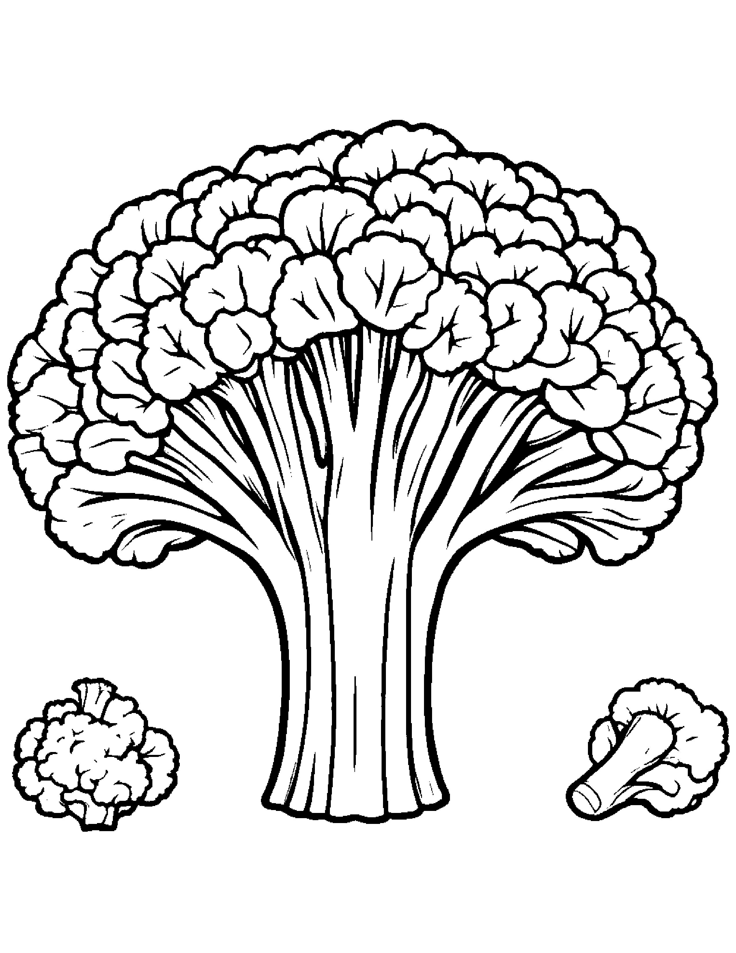 Broccoli With A Tiny Bow #4 Coloring Page (Free Printable PDF)