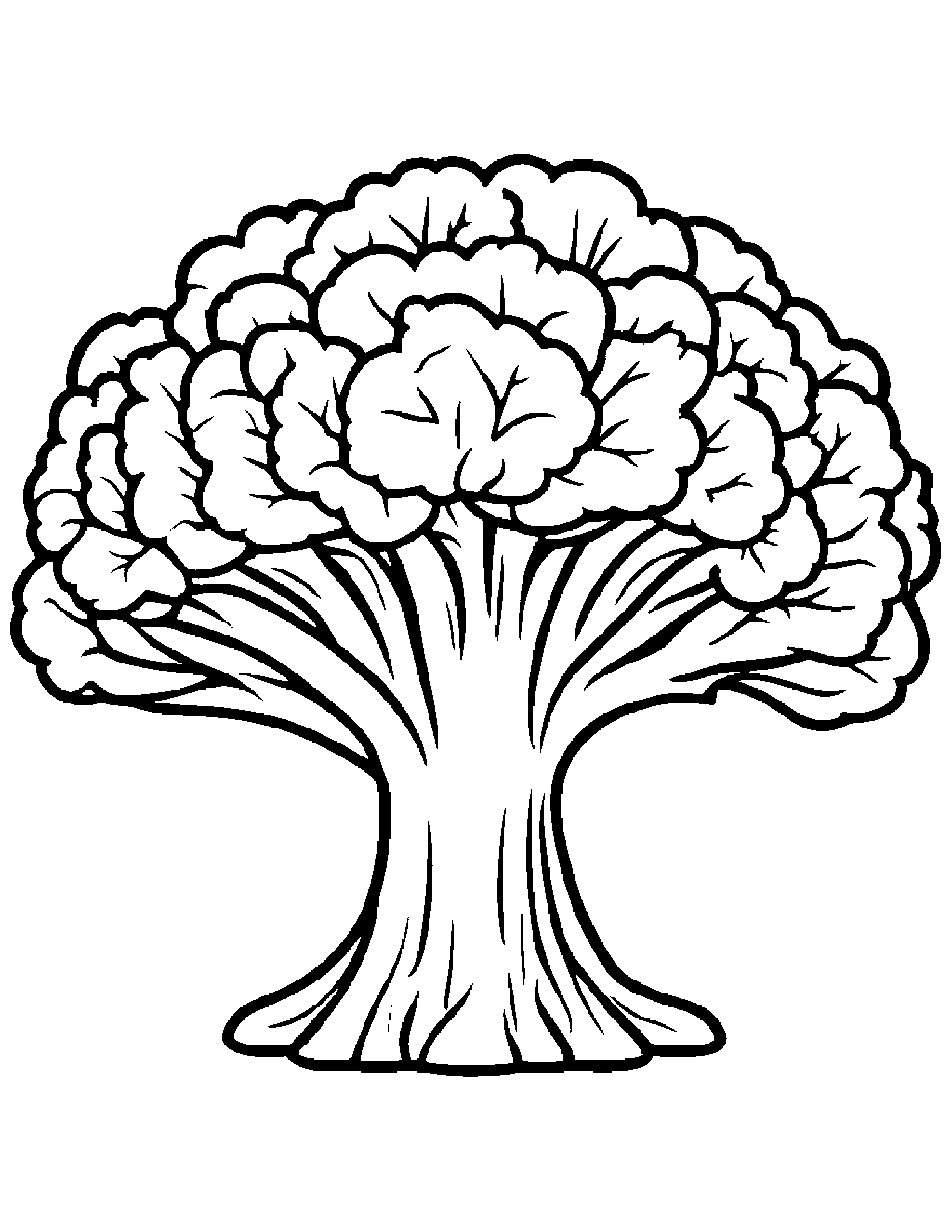 Broccoli With A Tiny Bow Coloring Page (Free Printable PDF)