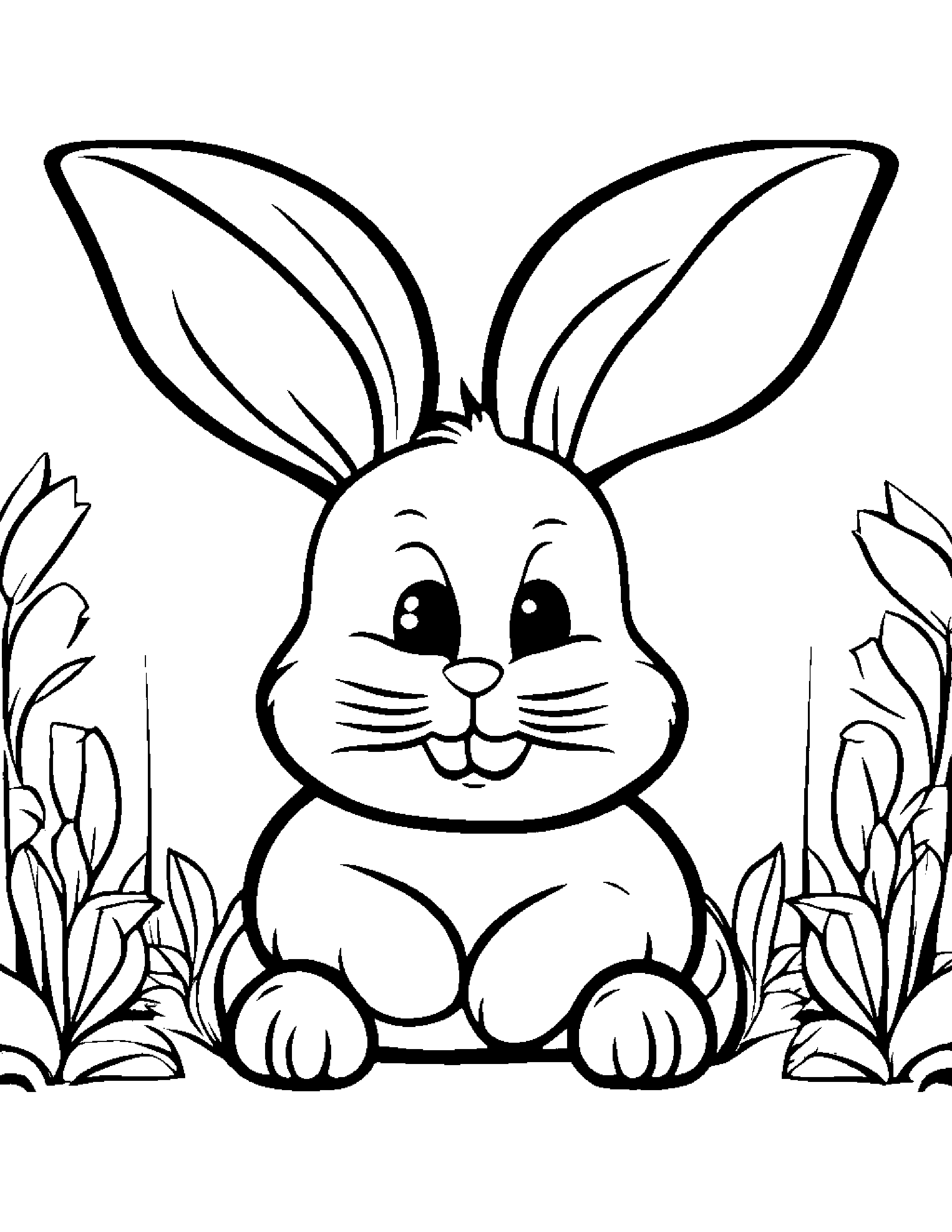 Bunny Smiling #3 Coloring Page (Free Printable PDF)