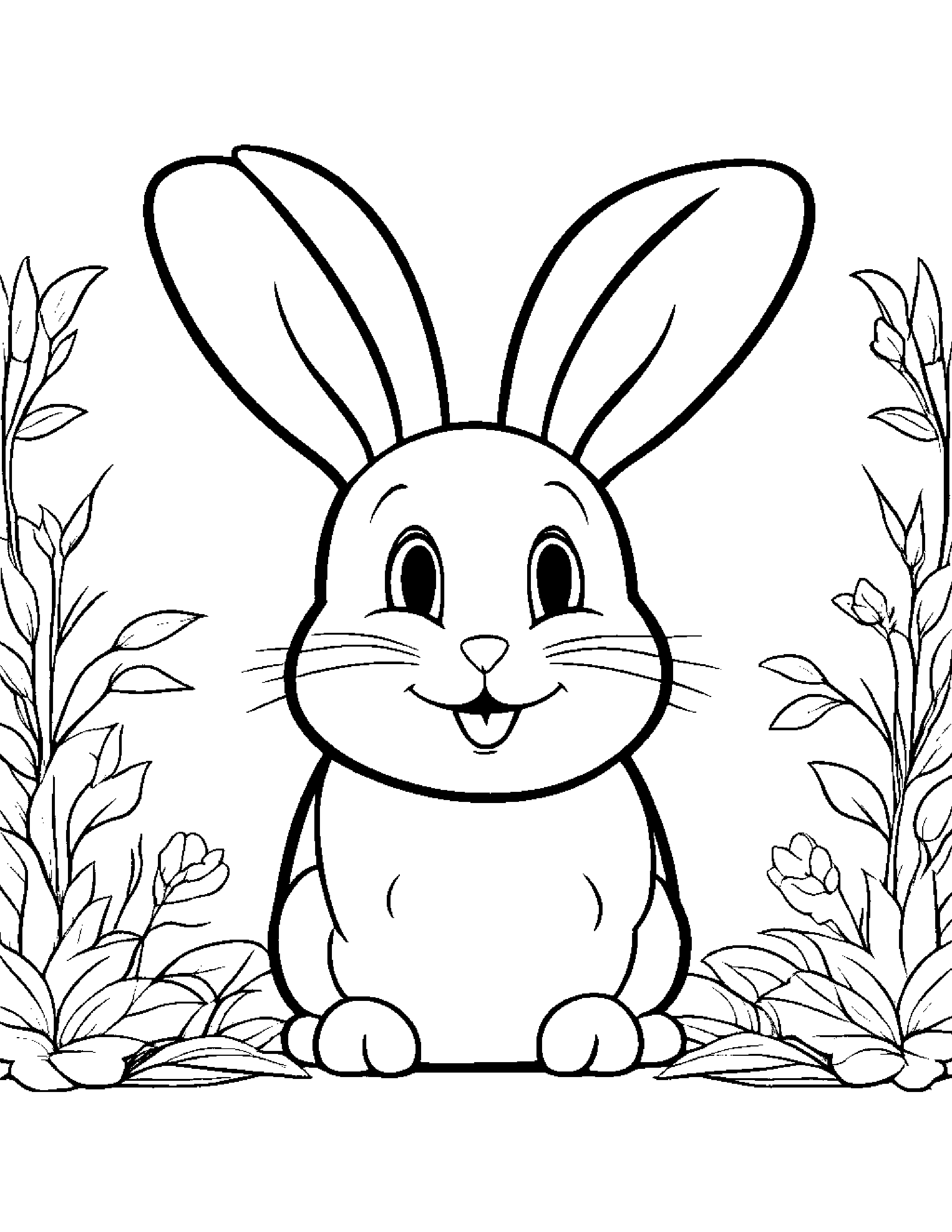Bunny Smiling #4 Coloring Page (Free Printable PDF)